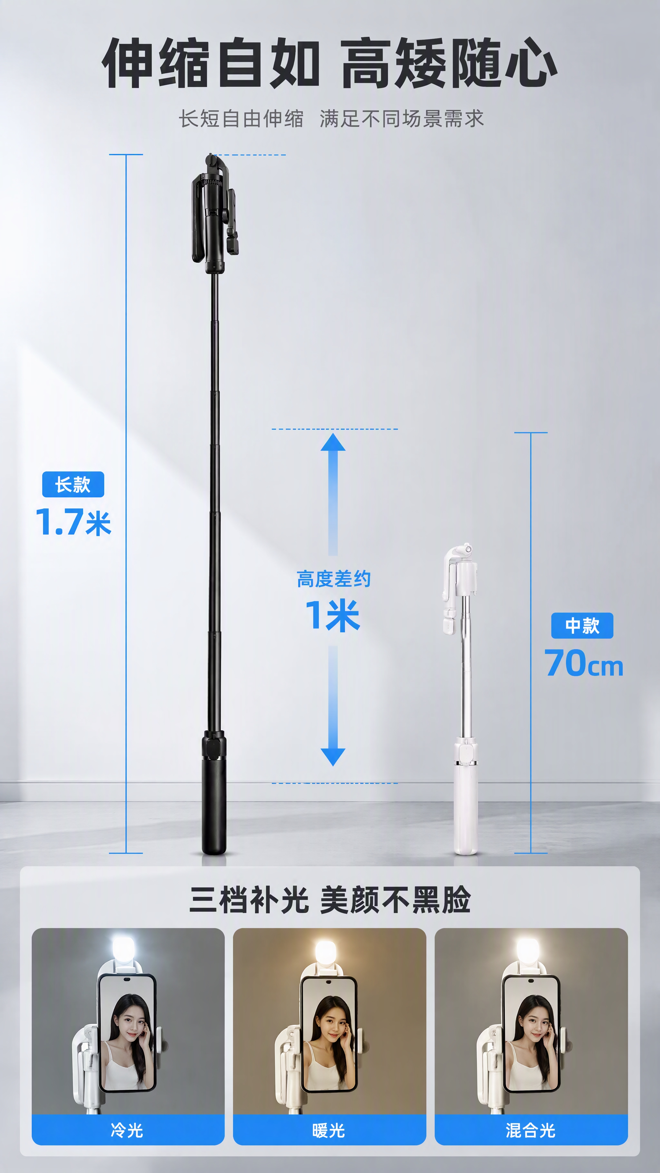 [商品] 使用【图1】黑色长款和白色中款多功能手机支架；保留两… - 图片创意预览