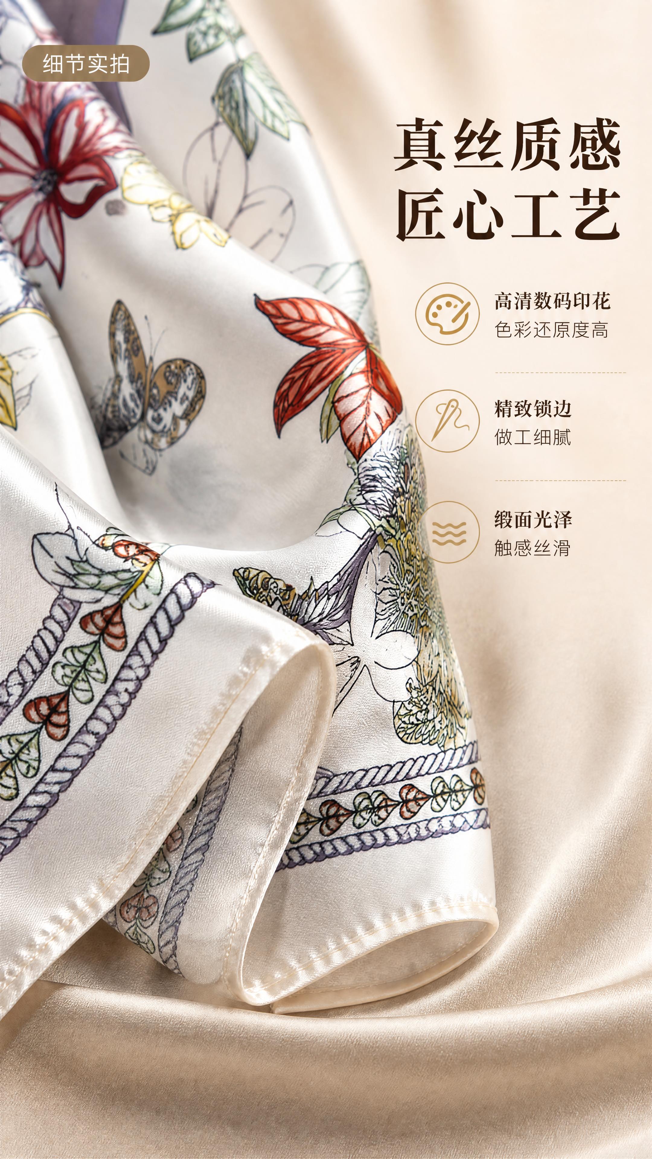 [第4张] 材质工艺解析 - 真丝方巾质感与匠心工艺展示。本张… - 图片创意预览
