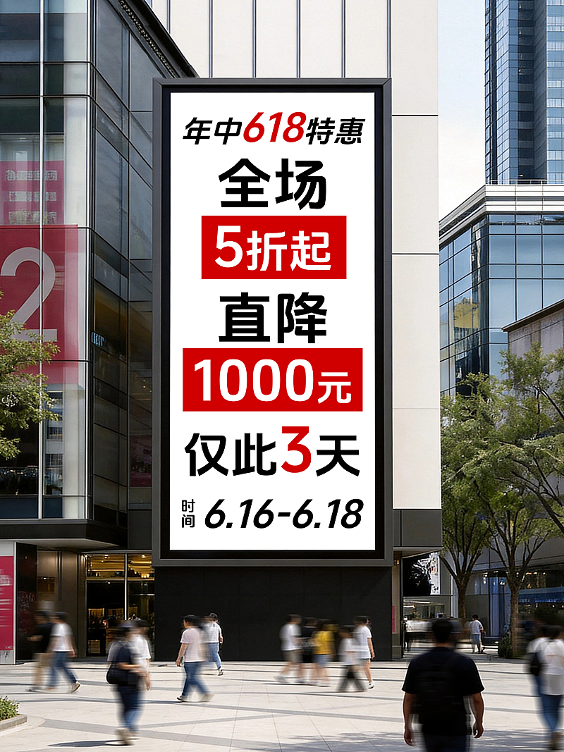 618年中大促宣传大字实景风小红书封面