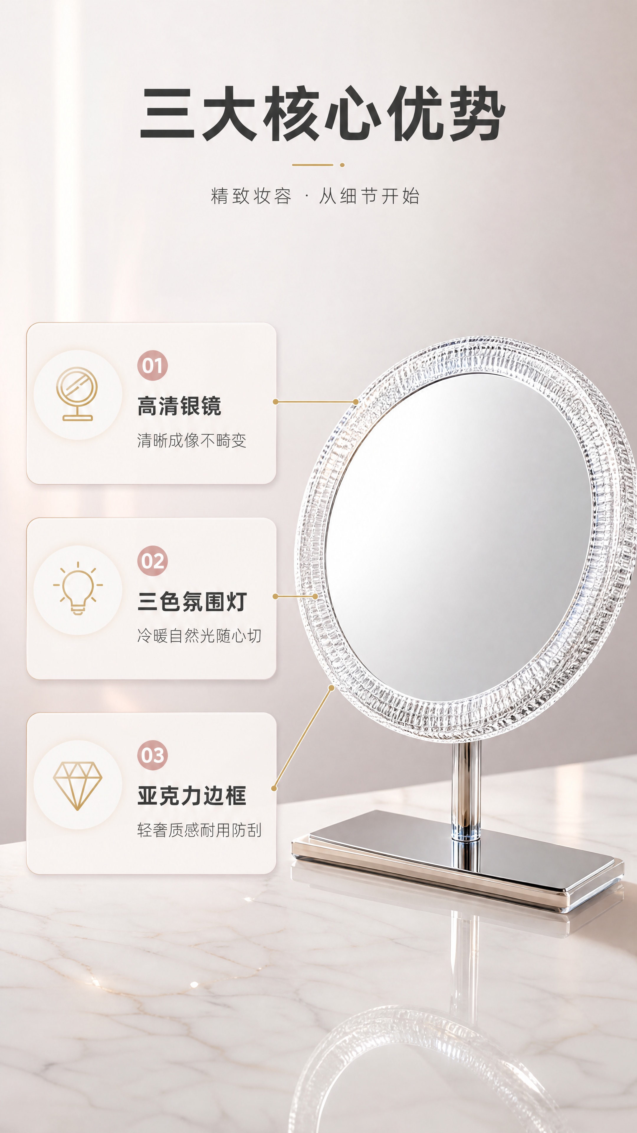 [商品] 使用【图1】DZ-8807C圆形化妆镜；保留圆形镜面… - 图片创意预览
