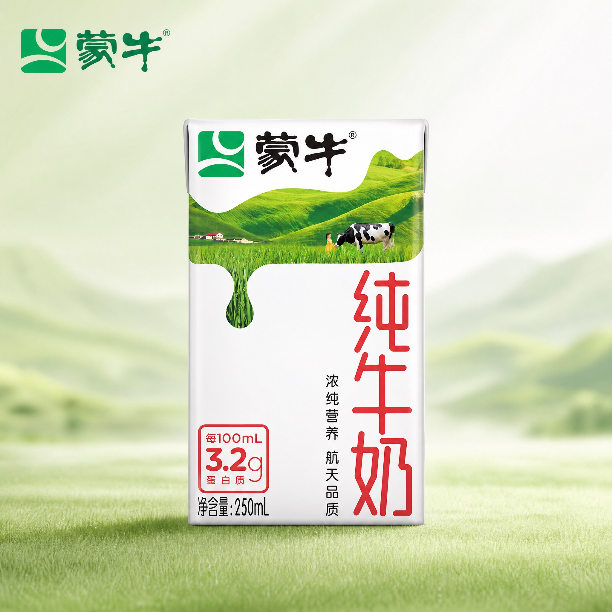 [单张主图] 蒙牛纯牛奶250mL利乐包 高级氛围感主图 面向… - 图片创意预览