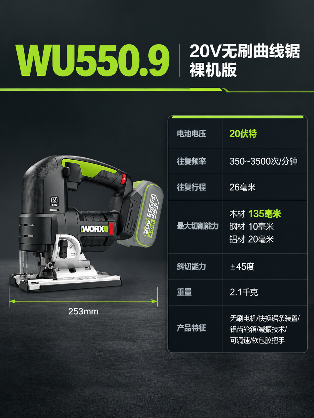 [商品] 使用【图1】威克士WU550.9 20V无刷曲线锯；… - 图片创意预览