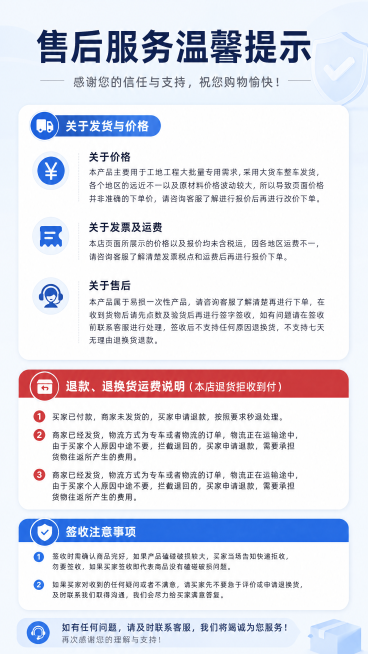 设计一张9:16的电商售后服务温馨提示海报，采用干净清晰的商业风格，整体风格正式简洁，信息层级分明。主标题为"售后服务温馨提示"，副标题为预览效果