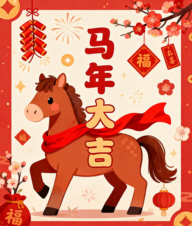 我需要生成一套套图，共10张图，所有图必须要是插画风格，要有新年的元素，看起来有节日氛围，同时所有图片风格统一，最好是一套。第一张横板174×25的比例（财神相关插画），第二张横板171×25的比例（福禄寿相关的插画），第三张34×40的比例（马年大吉相关的），第四张16×39的比例（这一张上面要有文字：卫生间 由此进），第五张103×25的比例（舞龙相关的插画），第六张162×25的比例（舞狮相关的），第七张81×25的比例（金元宝发财相关的），第八张24×25的比例（摇钱树相关的），第九张91×25的比例（年年有余相关的），第十张67×40的比例（2026新年相关的）。