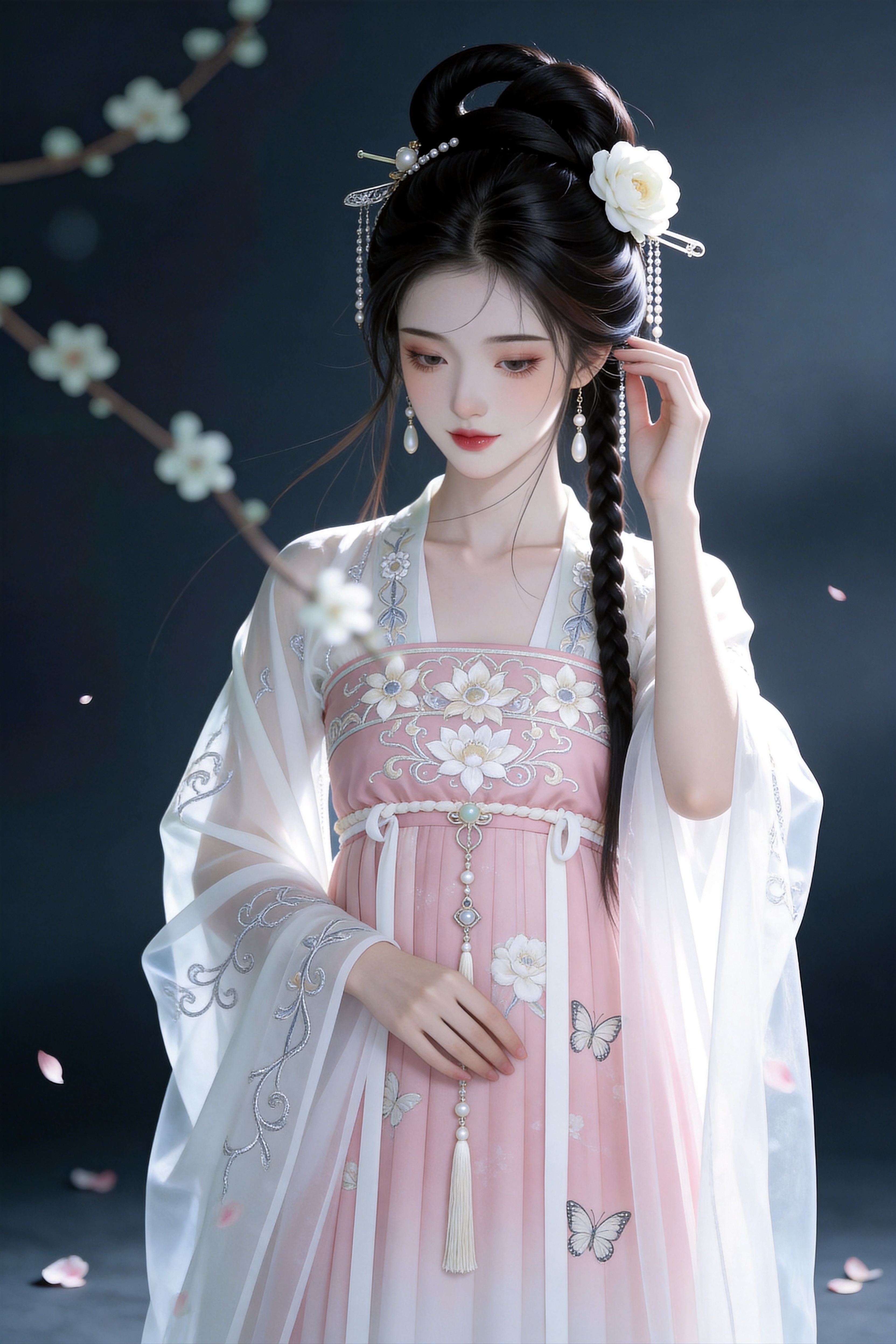 生成古风仕女主题写真，参考图风格为清冷新中式东方美学，低饱和莫… - 图片创意预览