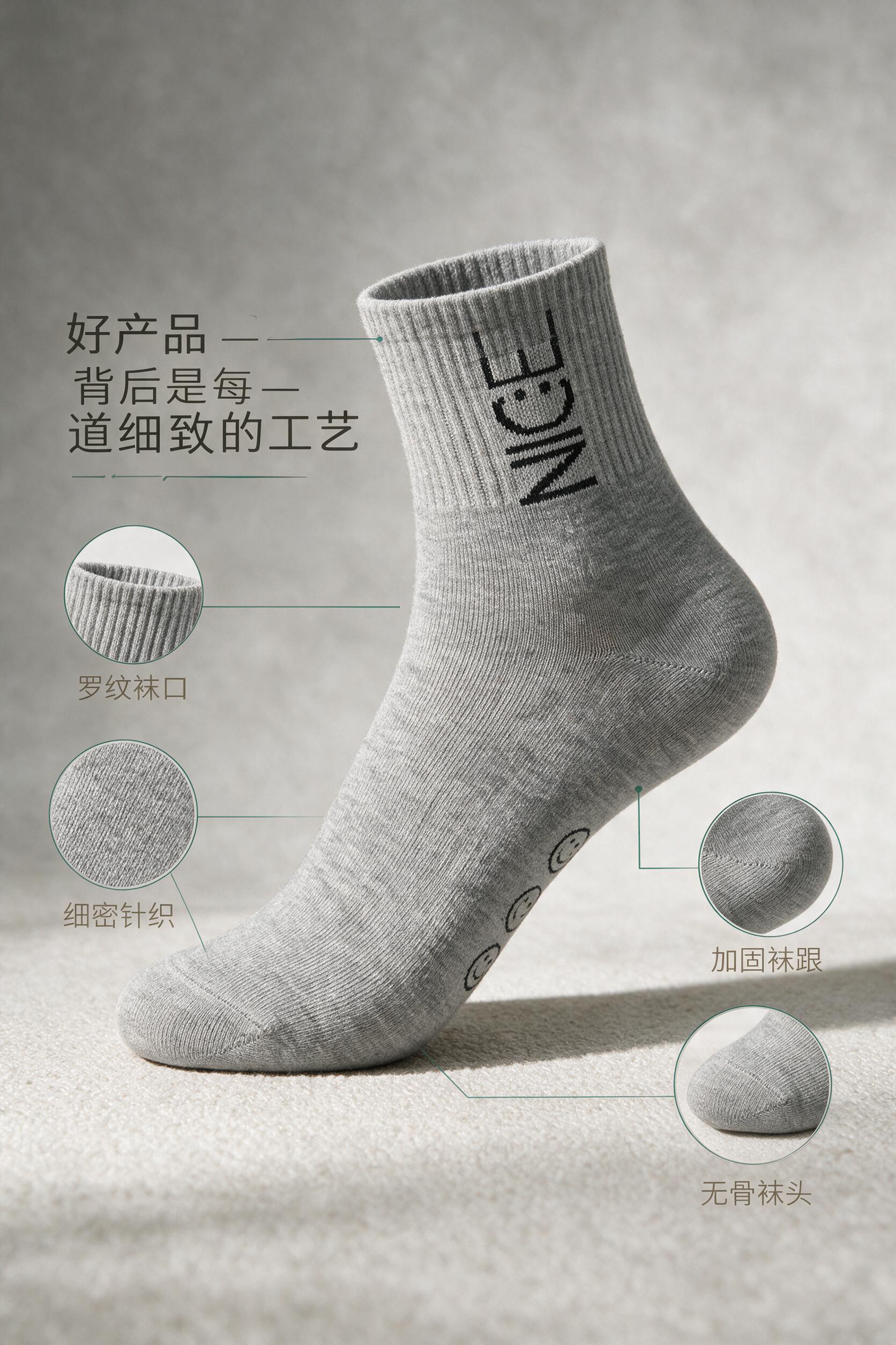 基于参考图生成详情页第3张（工艺展示）。100%继承原袜子的针… - 图片创意预览