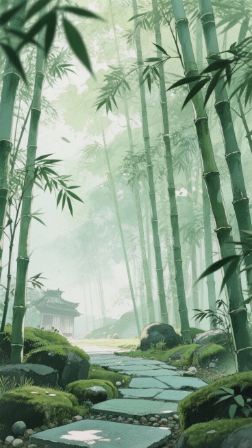 古风，绿色，江南竹林，不要人，二次元，细节丰富，生成4张预览效果