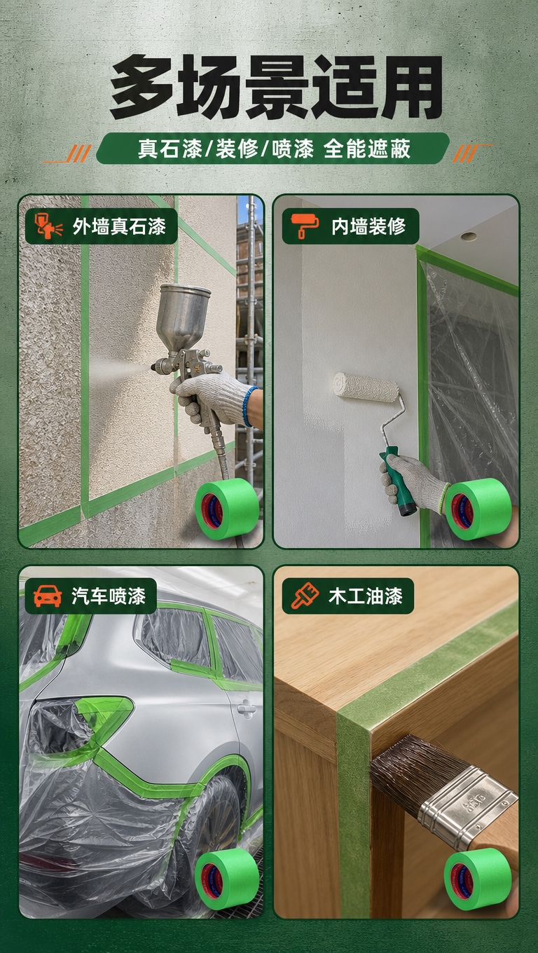[商品] 使用【图1】真石漆绿美纹纸胶带；保留绿色纸质外观、圆… - 图片创意预览