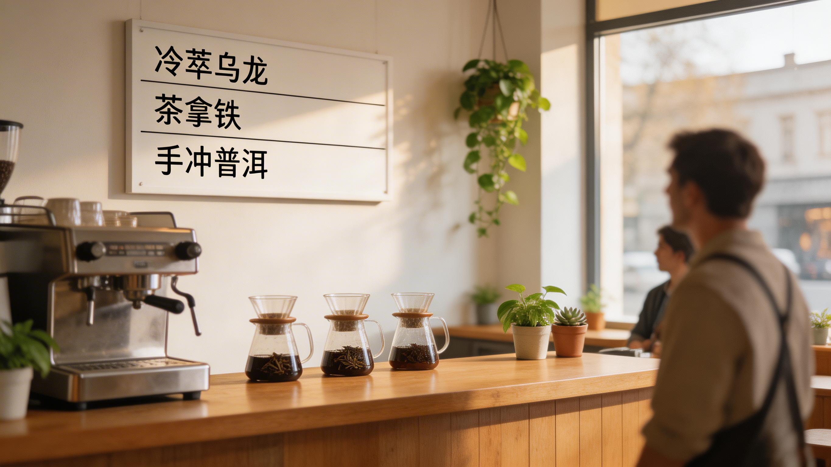 现代咖啡店室内一角，暖木色与白色为主色调，搭配绿植点缀，充满生… - 图片创意预览