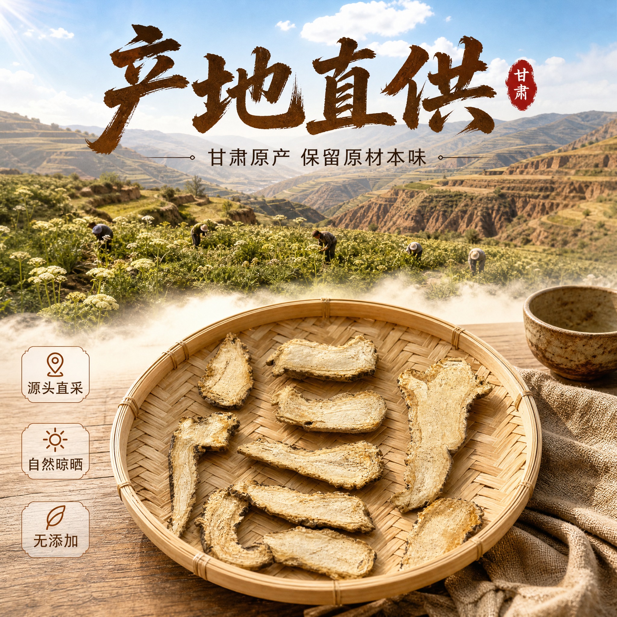 [主图-4] 产地直供保留原材本味卖点图，突出甘肃产地、源头直… - 图片创意预览