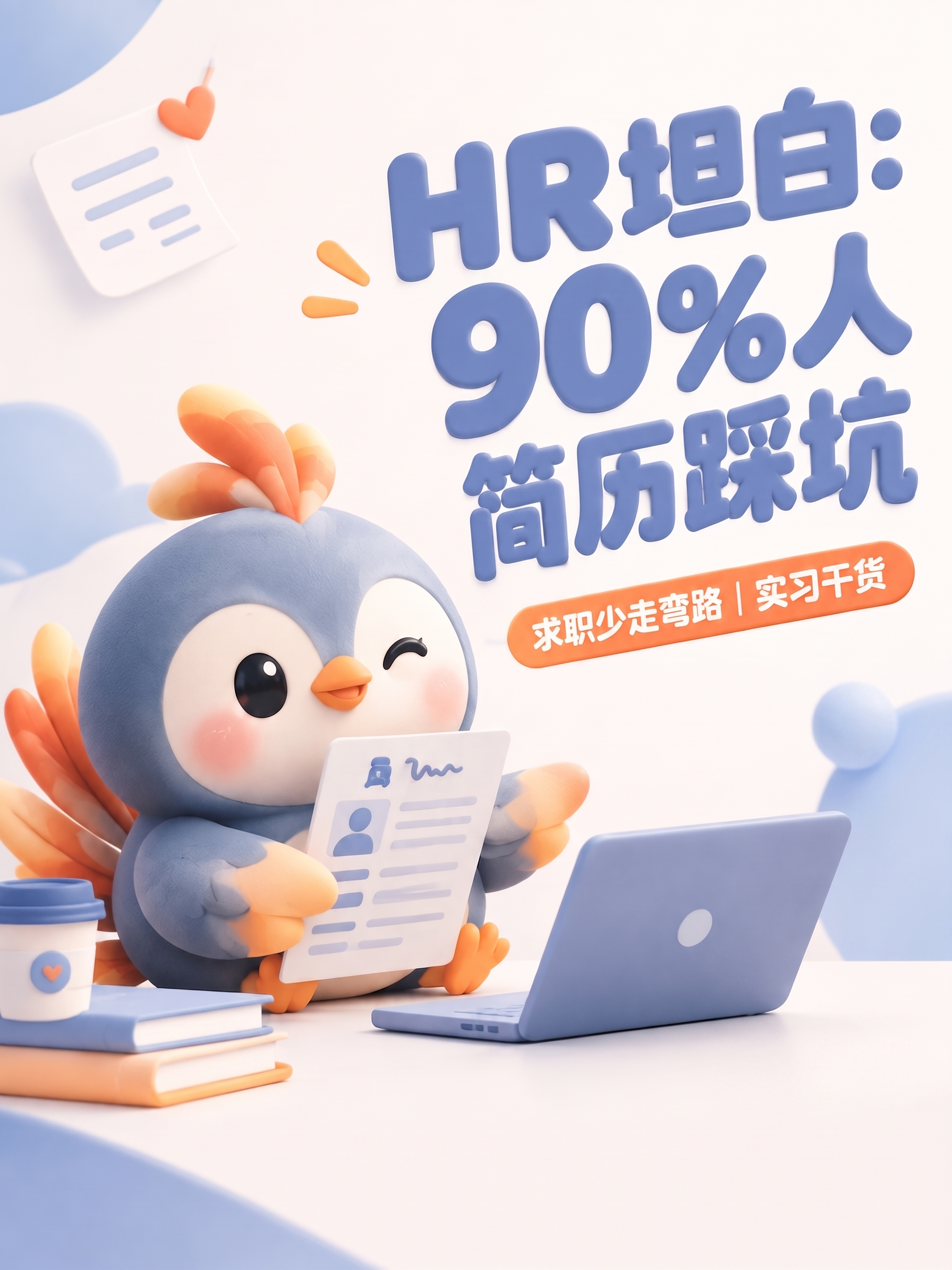 1. 文字：主标题「HR 坦白：90% 人简历踩坑」字体再加粗… - 图片创意预览