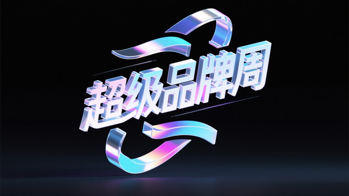 黑色背景，创意字体设计，线条流畅且富有艺术感，中文“超级品牌周”，字体进行抽象变形，创造出独特的节奏和动感，给人以强烈的视觉冲击，高级感，扁平化，大师作品预览效果