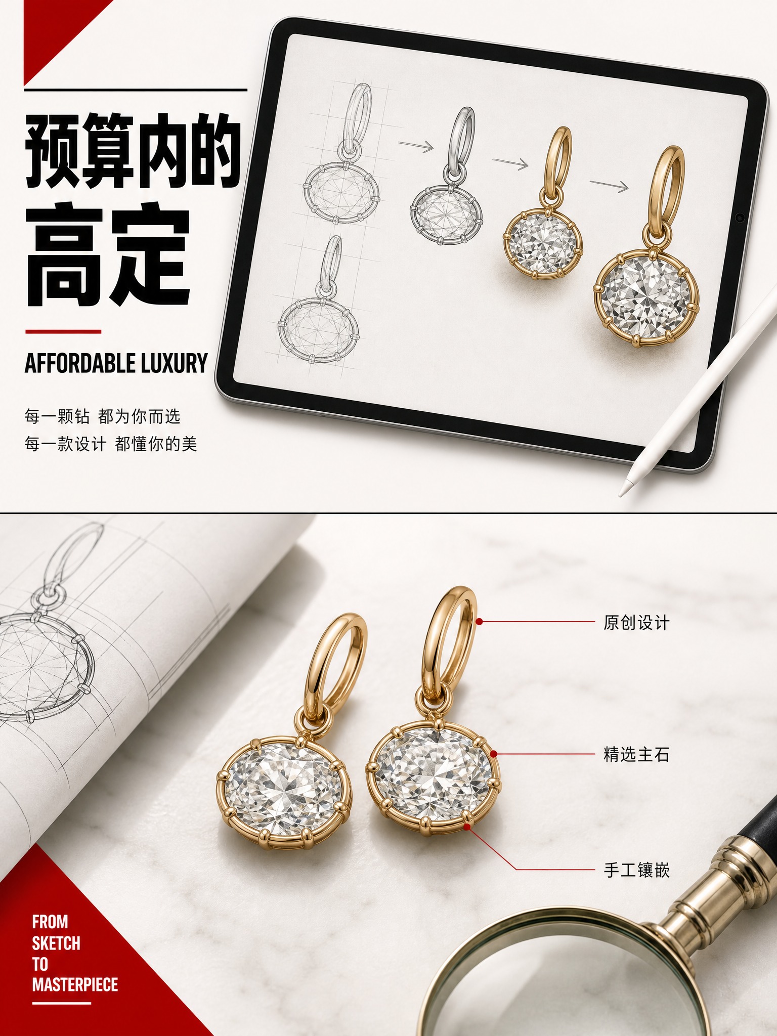 [商品] 使用产品图金色横椭圆钻耳扣耳环；保留横向椭圆主钻（长… - 图片创意预览