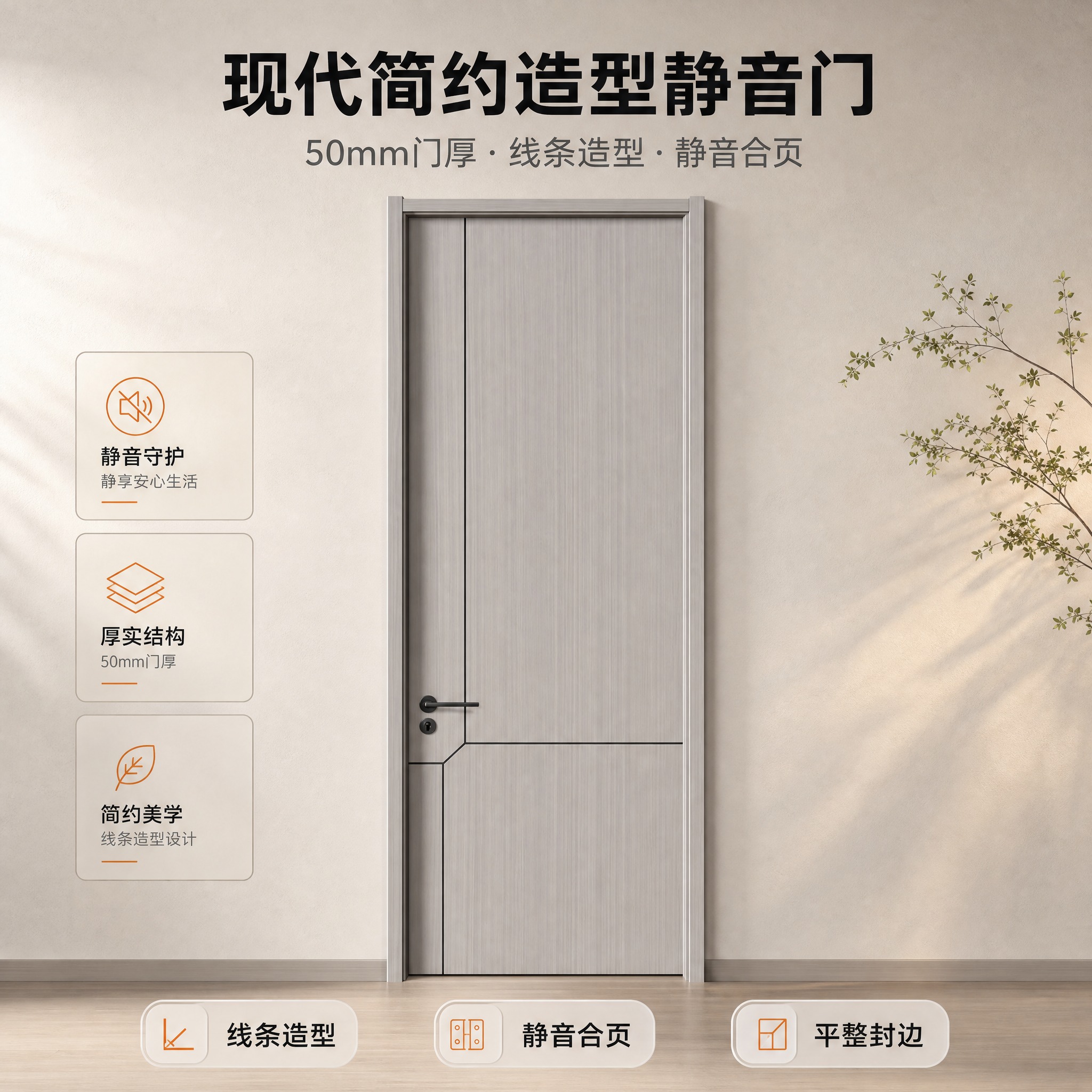 [商品] 使用【图56】浅灰木纹造型室内木门正面图；严格保留门… - 图片创意预览
