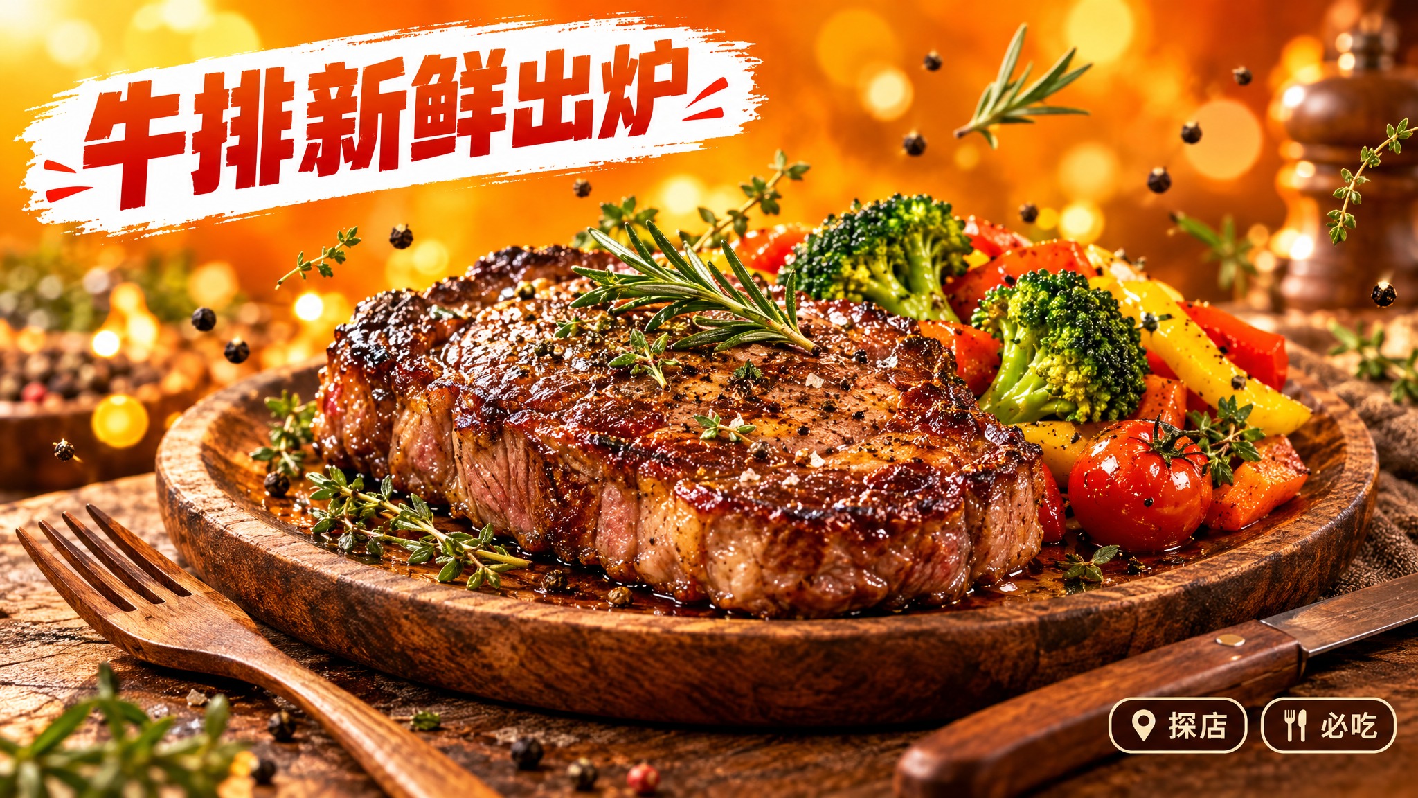 活力美食风格的食物摄影海报，暖橙色背景，高饱和度色彩，整体氛围… - 图片创意预览