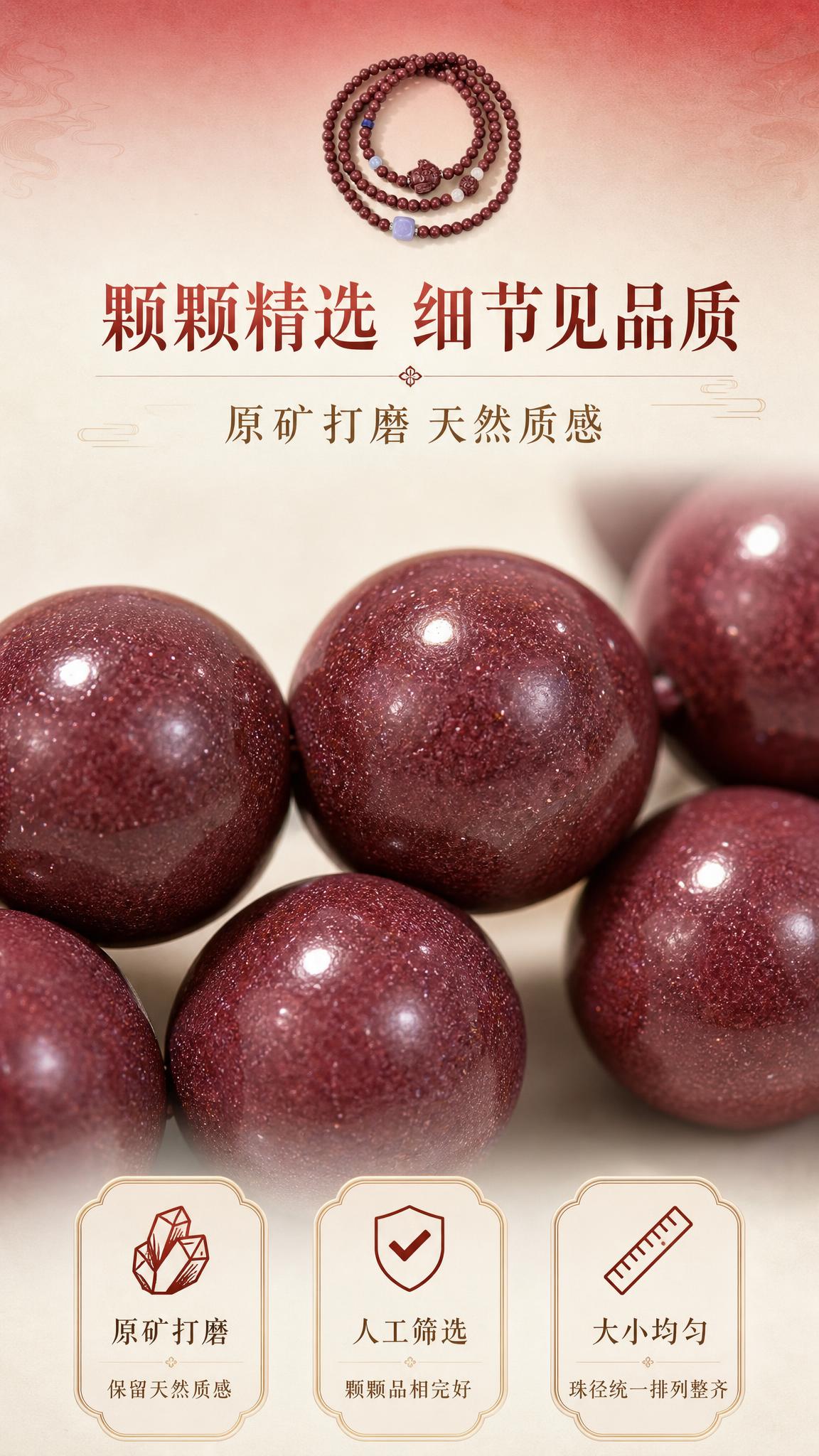 [主图-12] 珠子细节微距图，展示紫金砂珠子的细腻质感和天然… - 图片创意预览