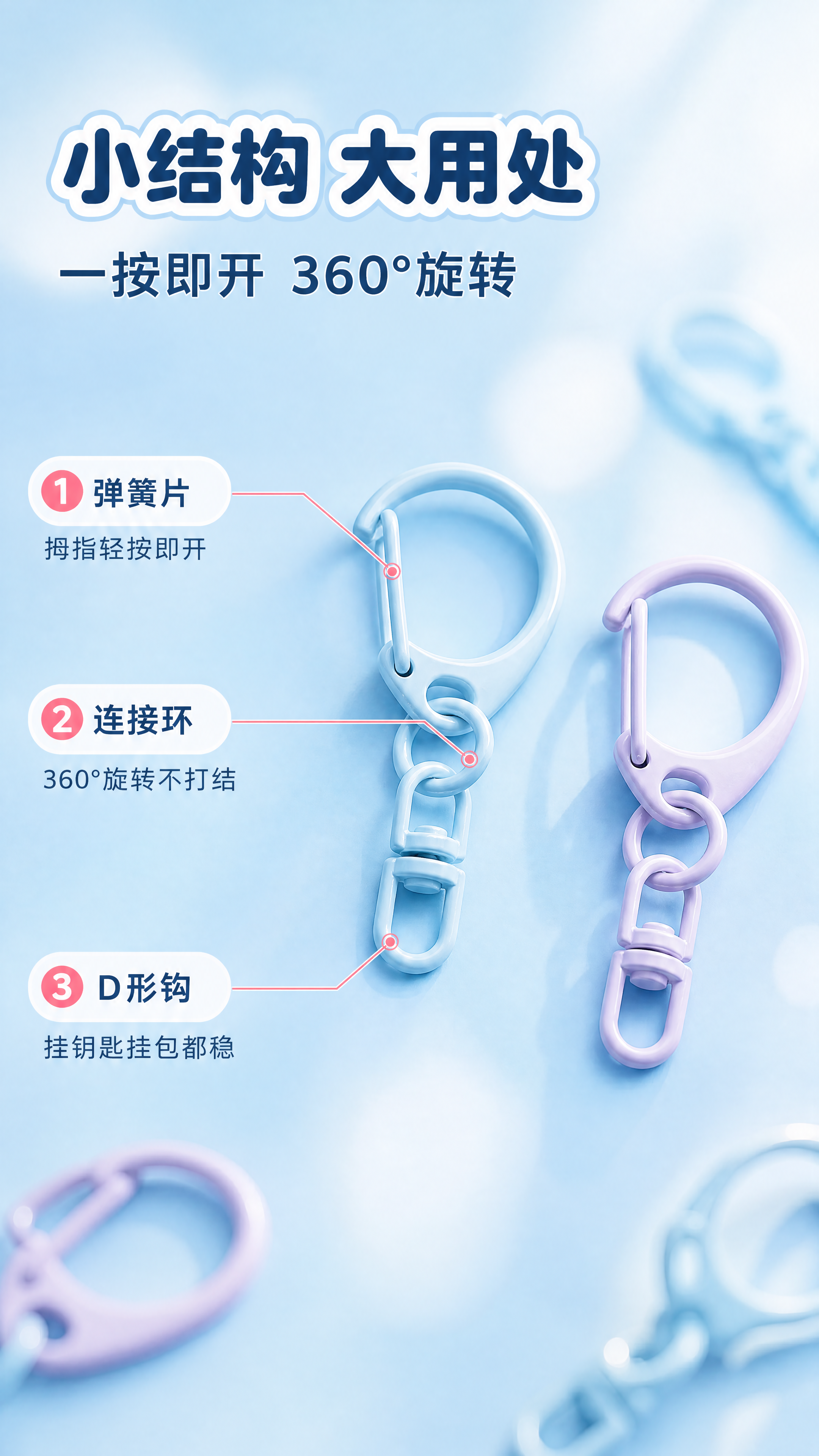 [商品] 使用【图3】中的小D扣配8字扣套装（天蓝与浅紫两件）… - 图片创意预览