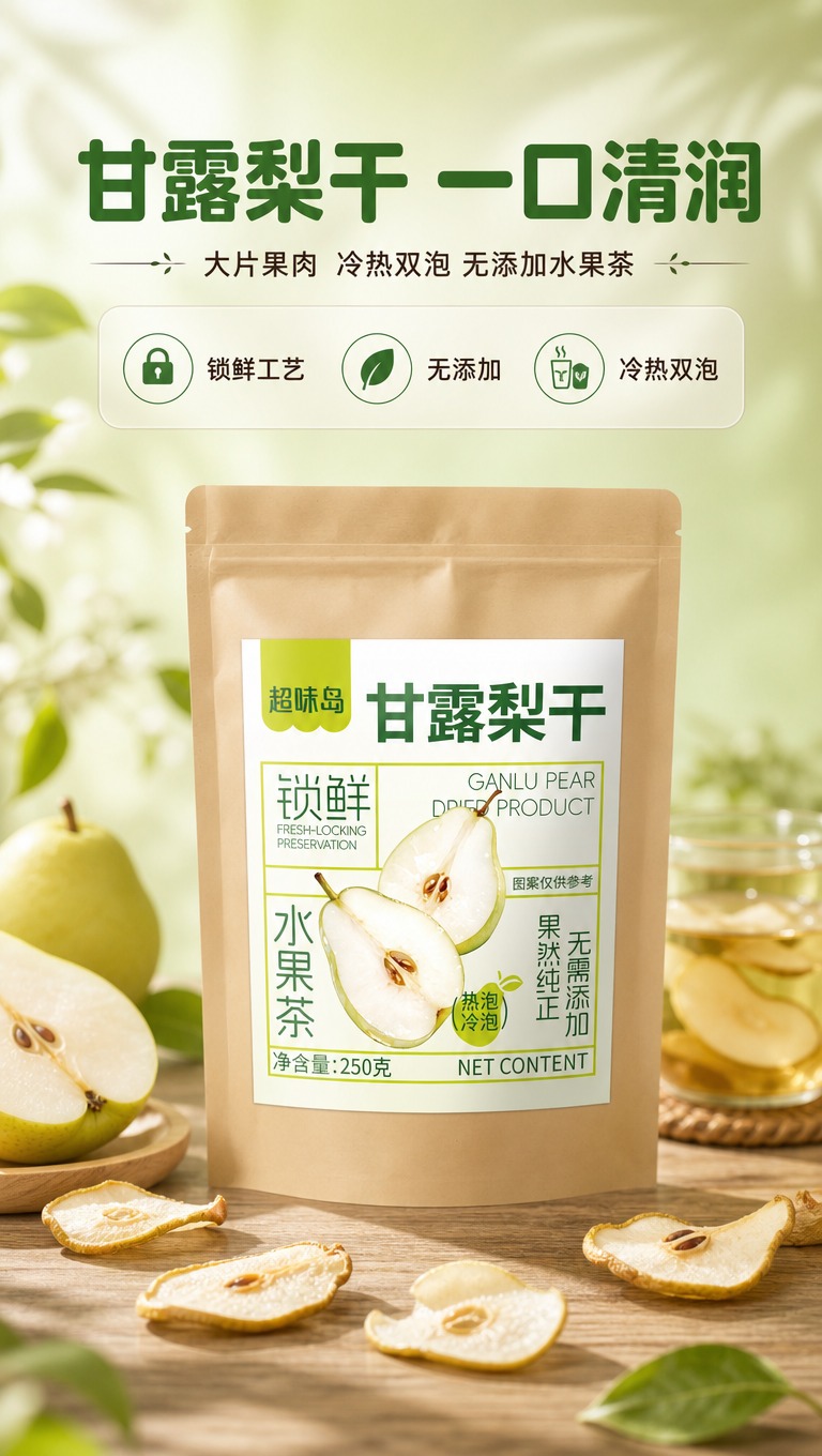 [商品] 使用【图1】超味岛甘露梨干自立袋包装；保留牛皮纸色袋… - 图片创意预览