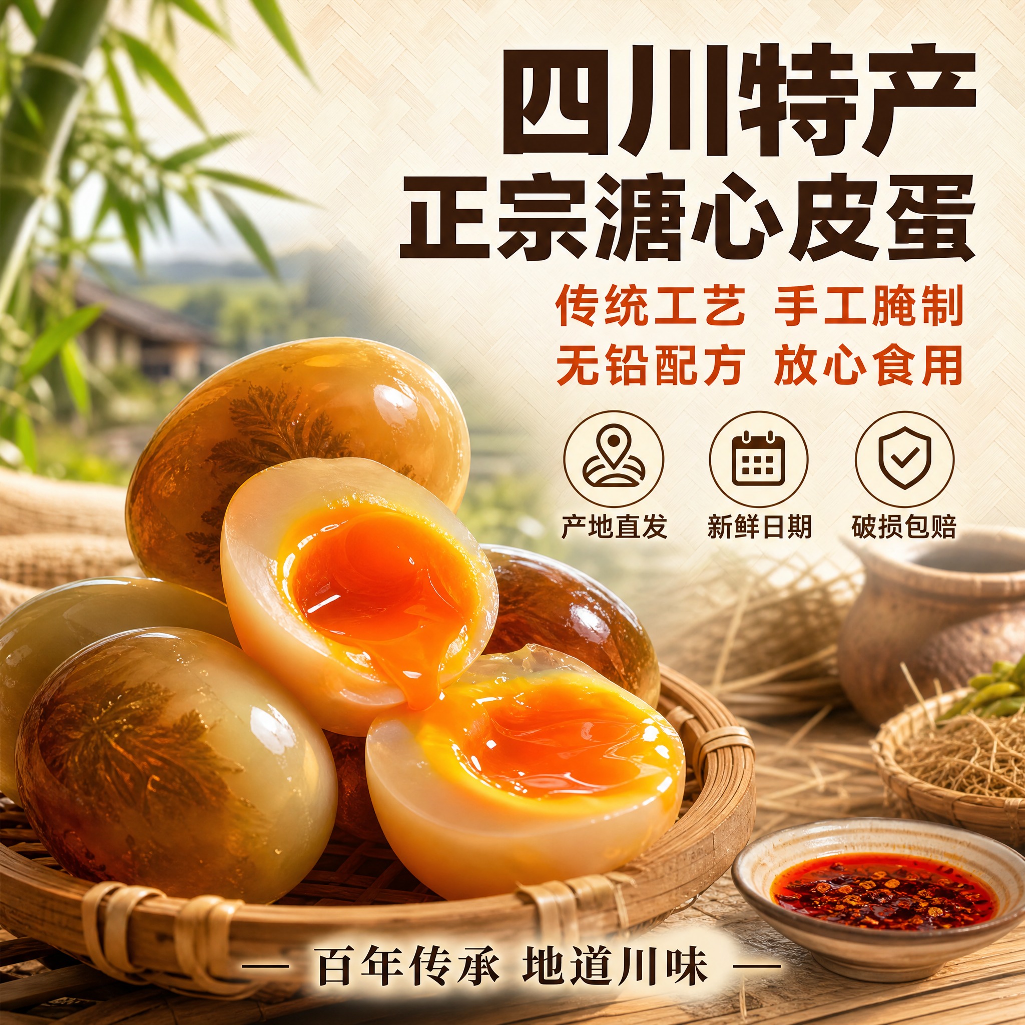 [主图-2] 四川特产黄心溏心皮蛋 核心亮点与产地溯源 信任背… - 图片创意预览