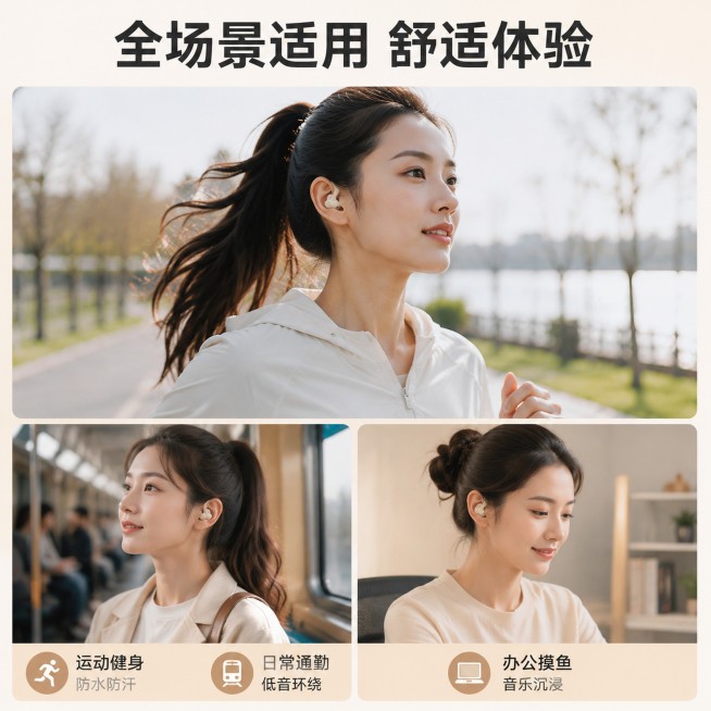 「图片1」「图片1」「图片1」「图片1」，生成电商主图（5张），商品名称是6.0双核蓝牙芯片
，卖点是高清语音通话游戏音乐低延迟360全景环绕声场智能专属APP定位防丢失，适配抖音平台，主图比例为1:预览效果