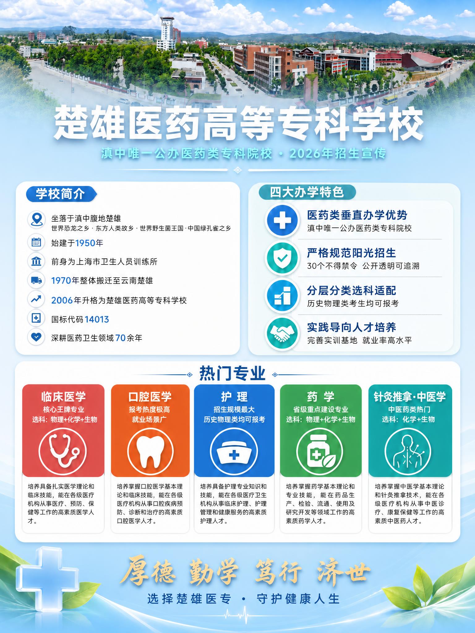 将这张学校招生宣传海报的整体背景色由深蓝色改为清新淡蓝色（天蓝… - 图片创意预览