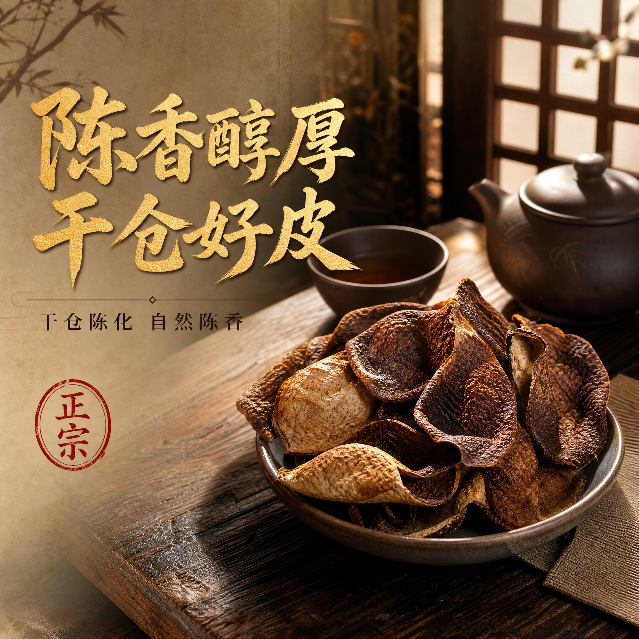 [主图-1] 首图点击率图，主题为陈香醇厚 干仓好皮，核心任务… - 图片创意预览