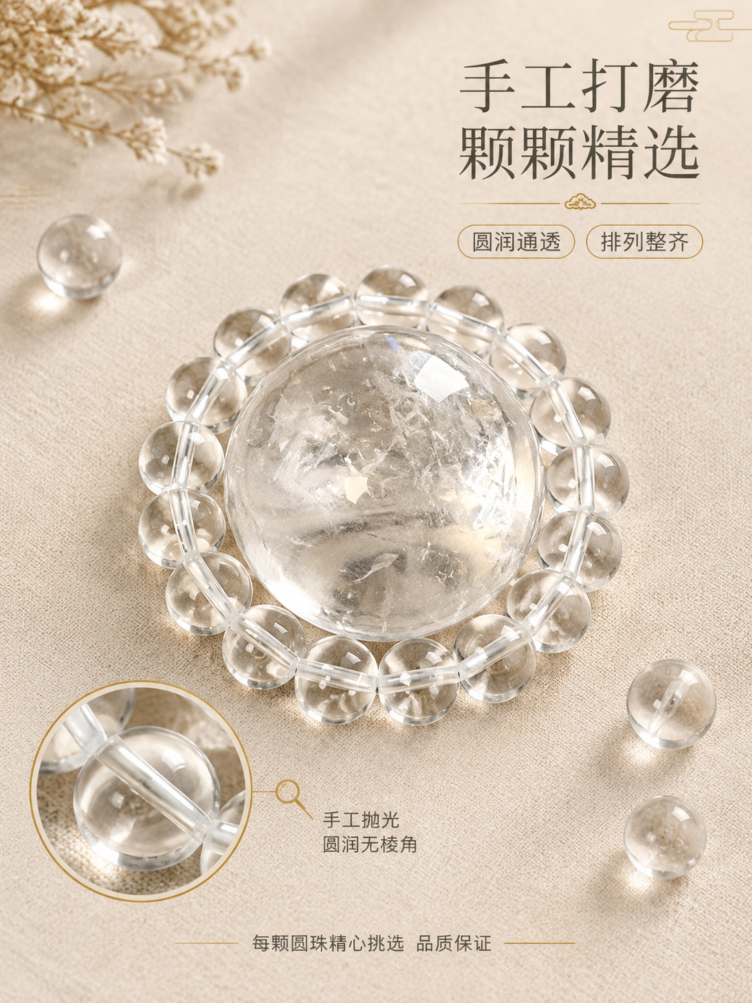[商品] 使用【图1】白水晶圆珠底座+水晶球；保留圆珠大小均匀… - 图片创意预览