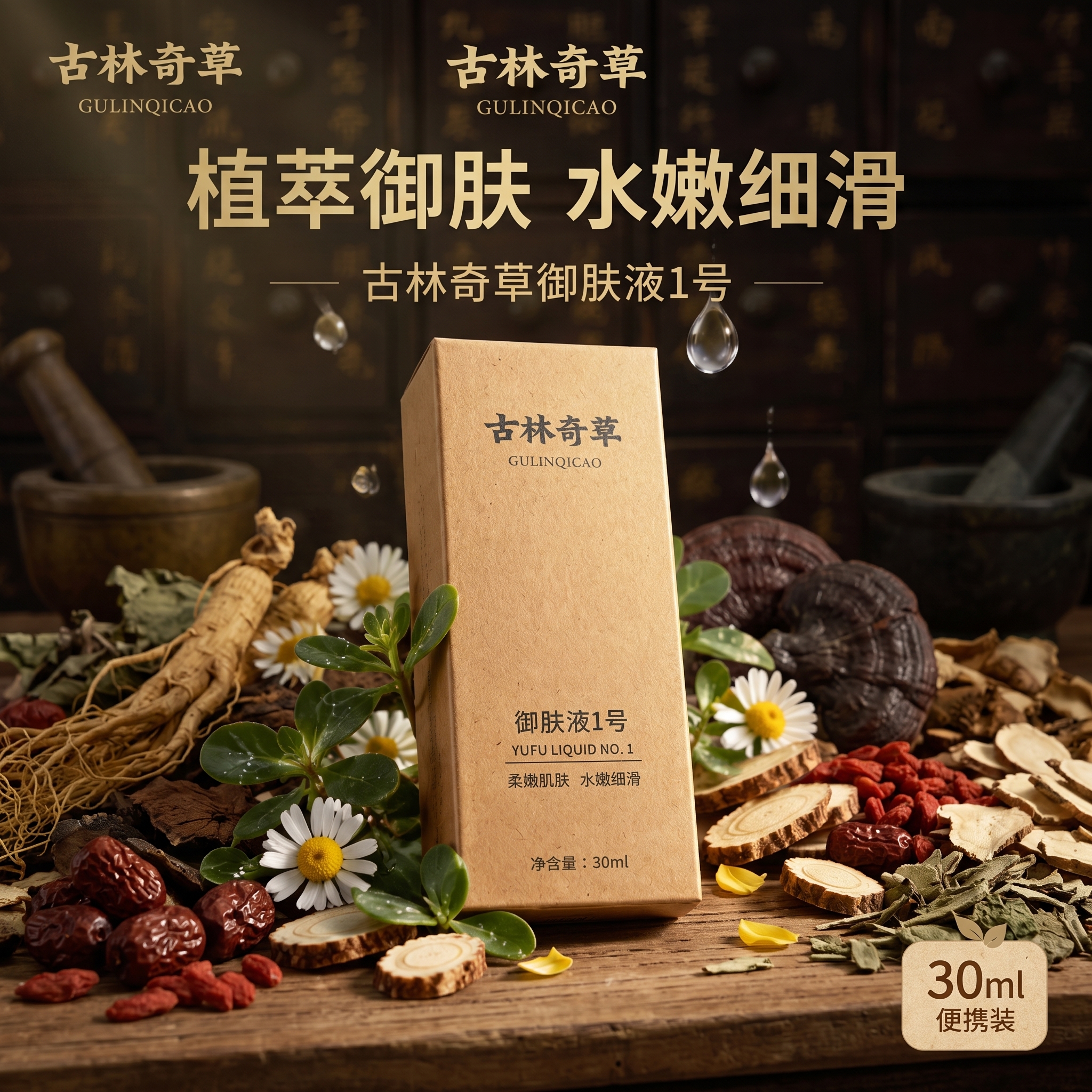 把图片改成1：1格式，中药材背景图，整体偏深色一点 - 图片创意预览