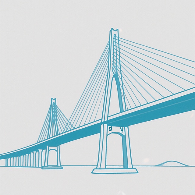 现代感十足的扁平风桥梁设计，几何线条简洁有力，展现都市建筑美学。