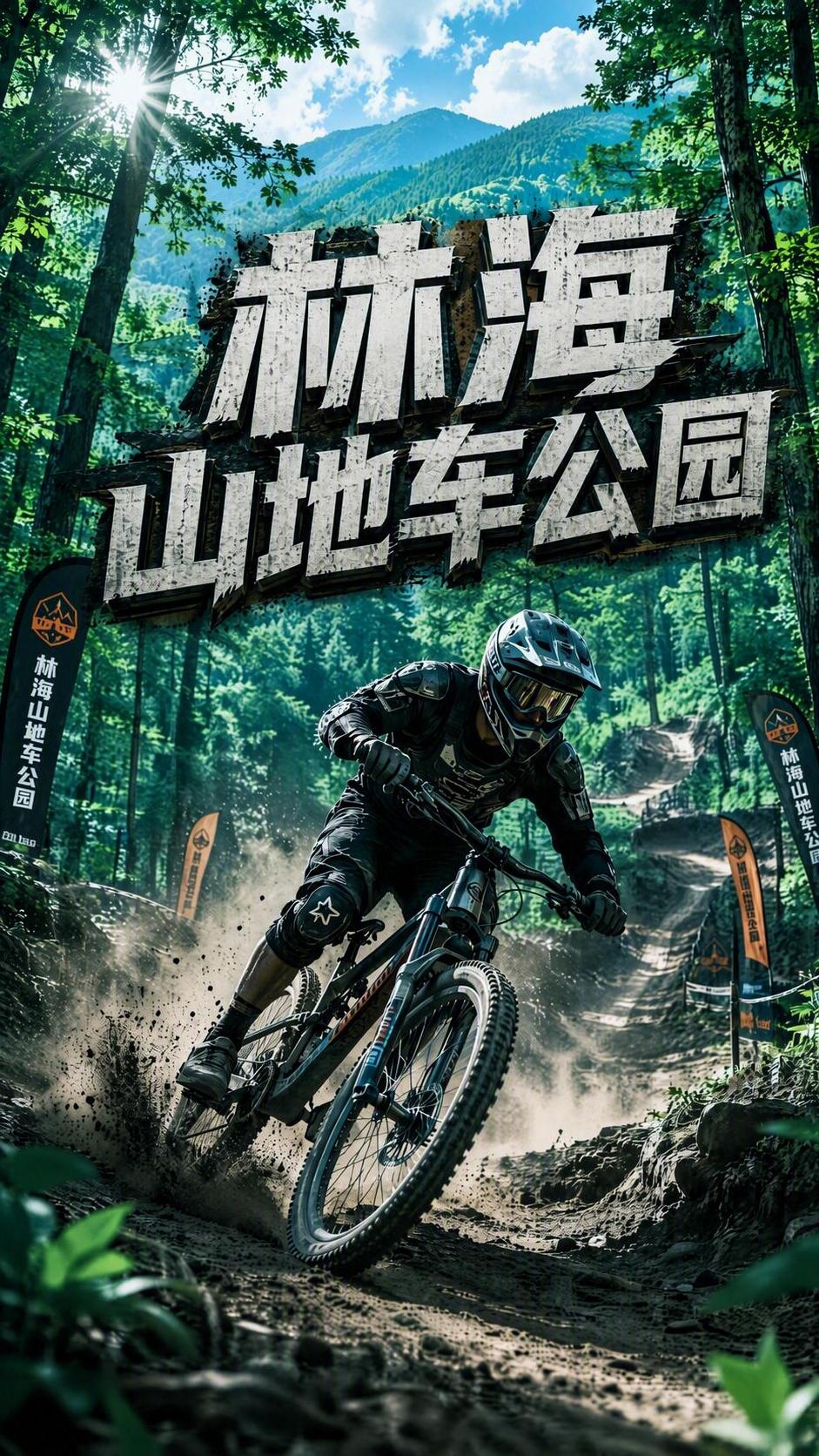 将图片整体色调调整为青绿色调，背景山林呈现清新的青绿色，天空露… - 图片创意预览