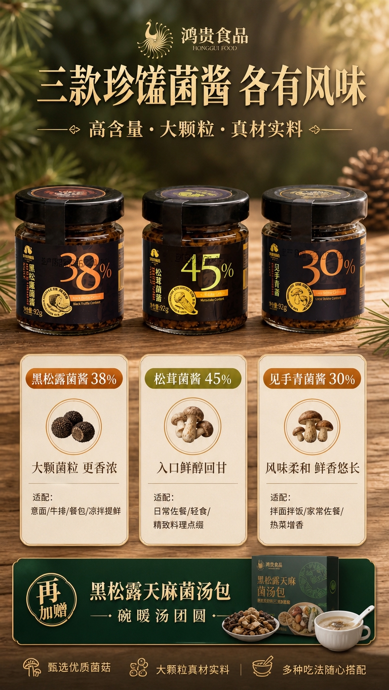 [商品] 使用【图1】中的三瓶菌酱（黑松露菌酱38%、见手青菌… - 图片创意预览