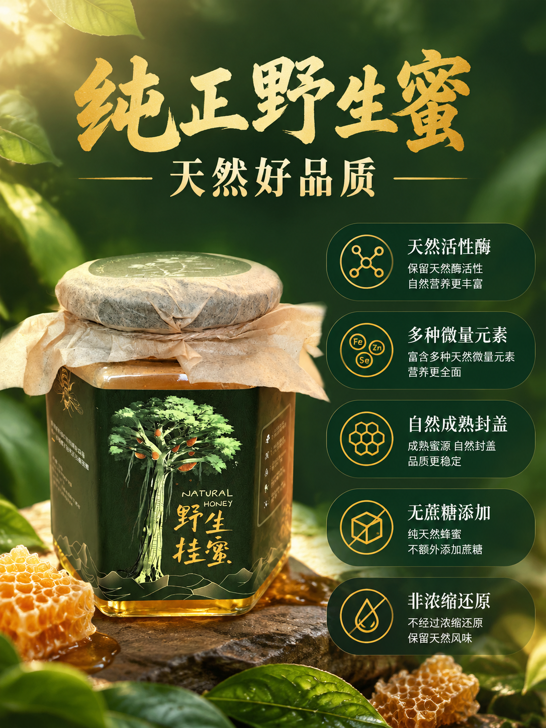 [主图-7] 营养成分与品质保证 天然活性酶 纯正野生蜜 [统… - 图片创意预览