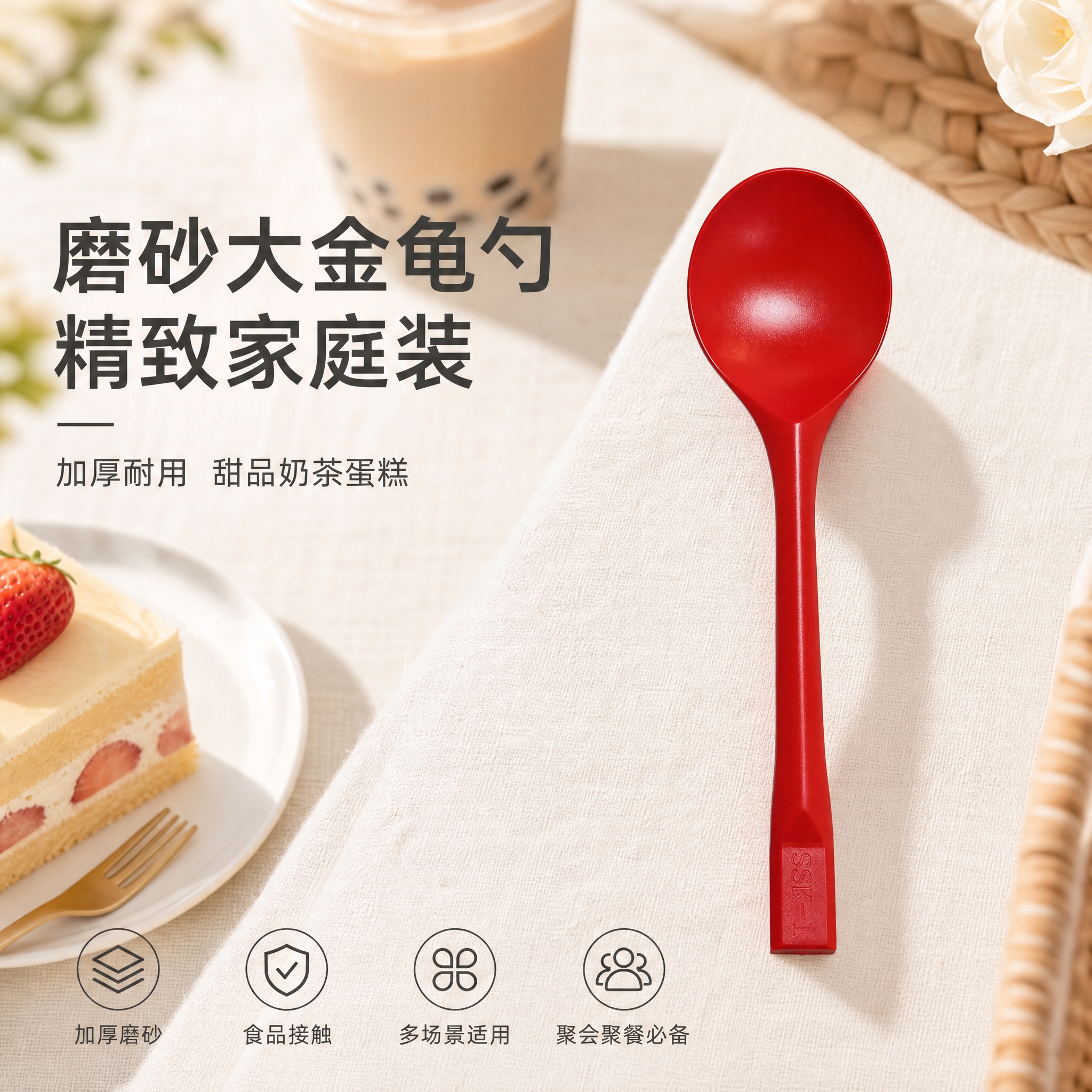 [单张主图] 15.5cm磨砂大金龟勺（红色塑料勺），淘宝电商… - 图片创意预览