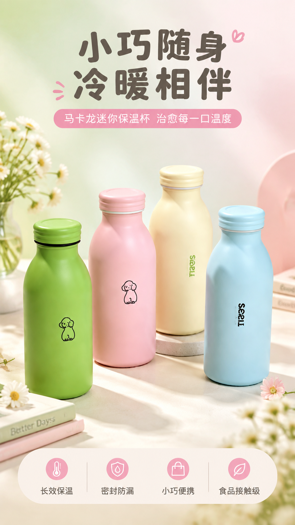 [商品] 使用【图1】四色马卡龙迷你保温杯（青苹果绿、樱花粉、… - 图片创意预览