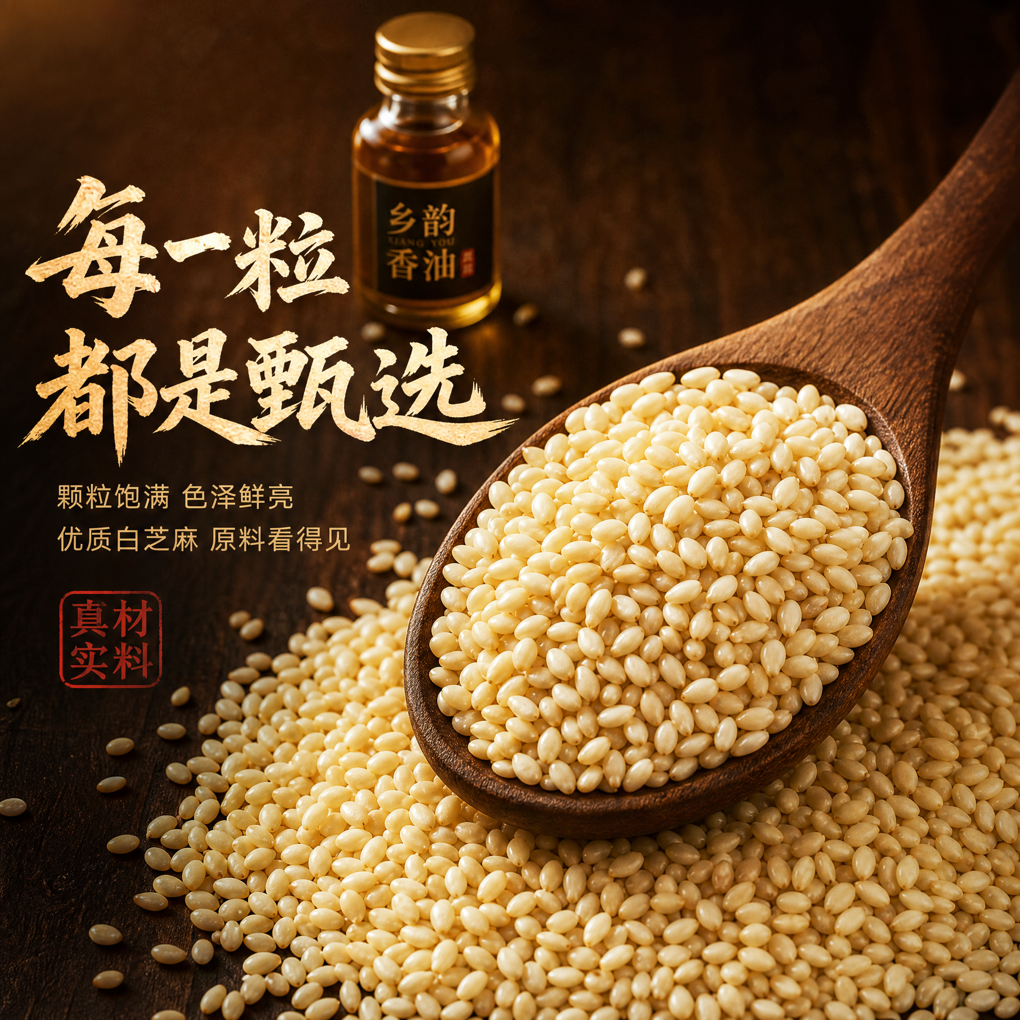 [主图-2] 原料溯源图，主题：精选优质白芝麻原料，突出原料纯… - 图片创意预览