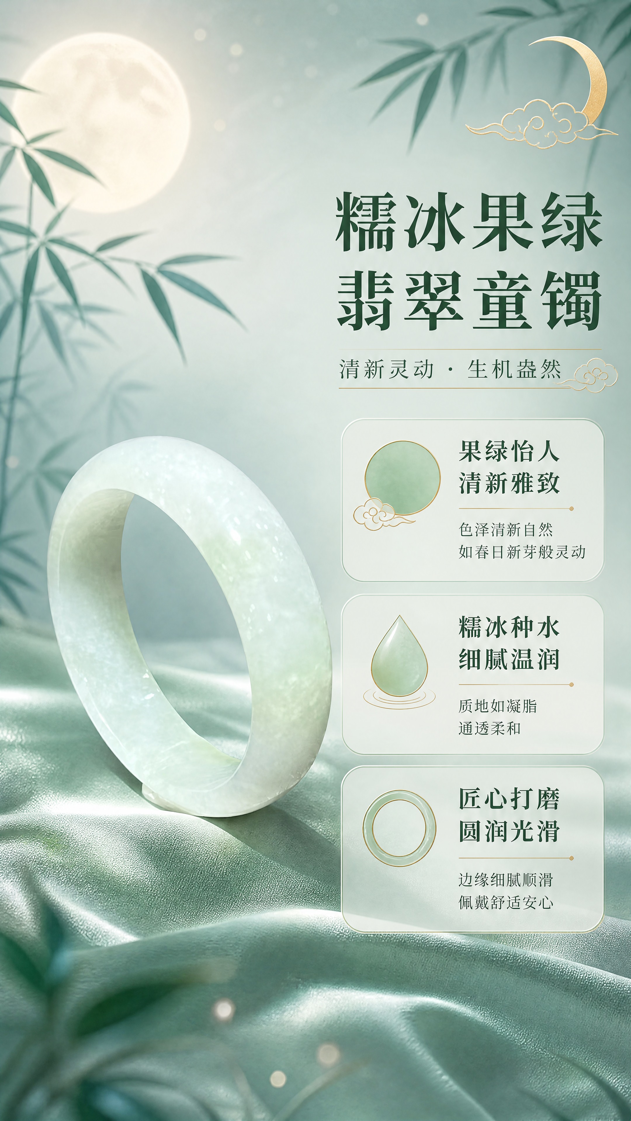 [商品] 使用【图1】糯冰果绿翡翠童镯；严格保留原手镯的形状、… - 图片创意预览