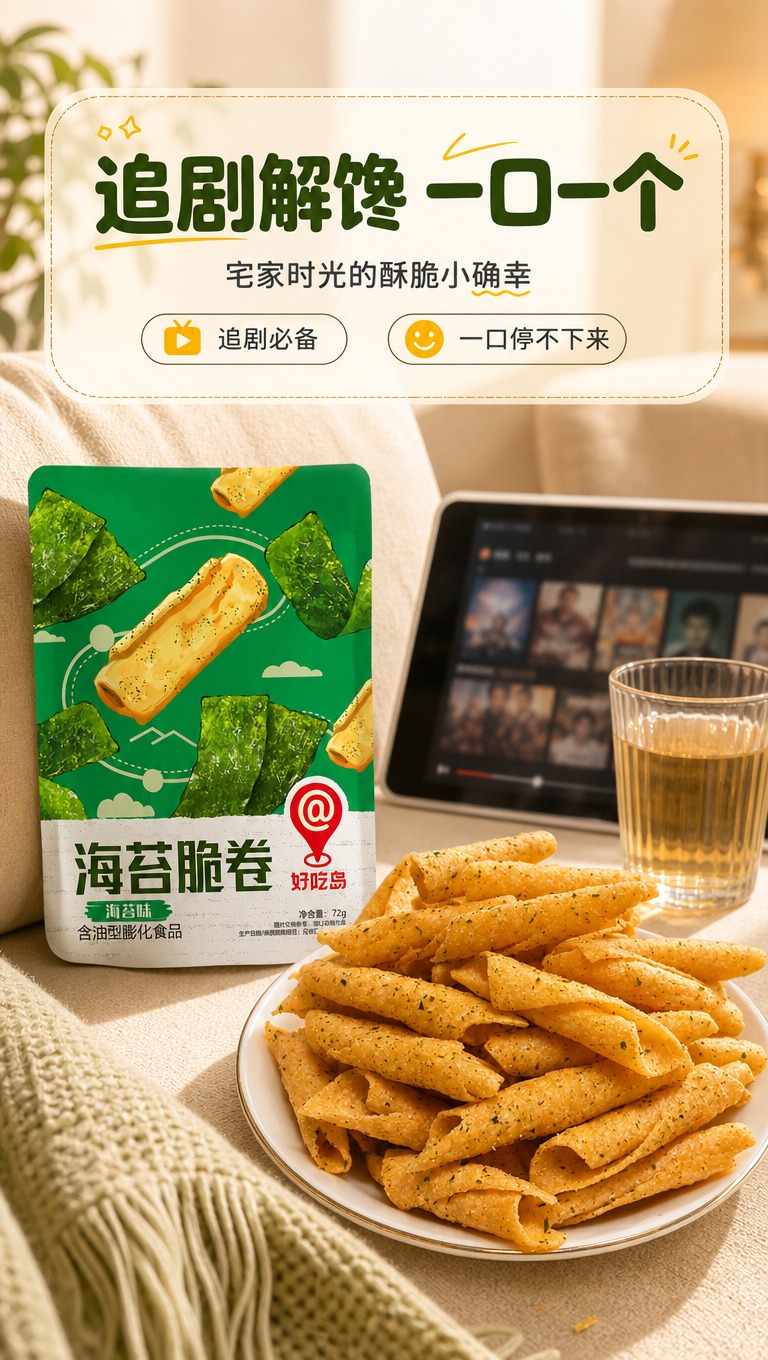 [商品] 使用【图1】海苔脆卷实物与【图2】产品包装袋；保留脆… - 图片创意预览