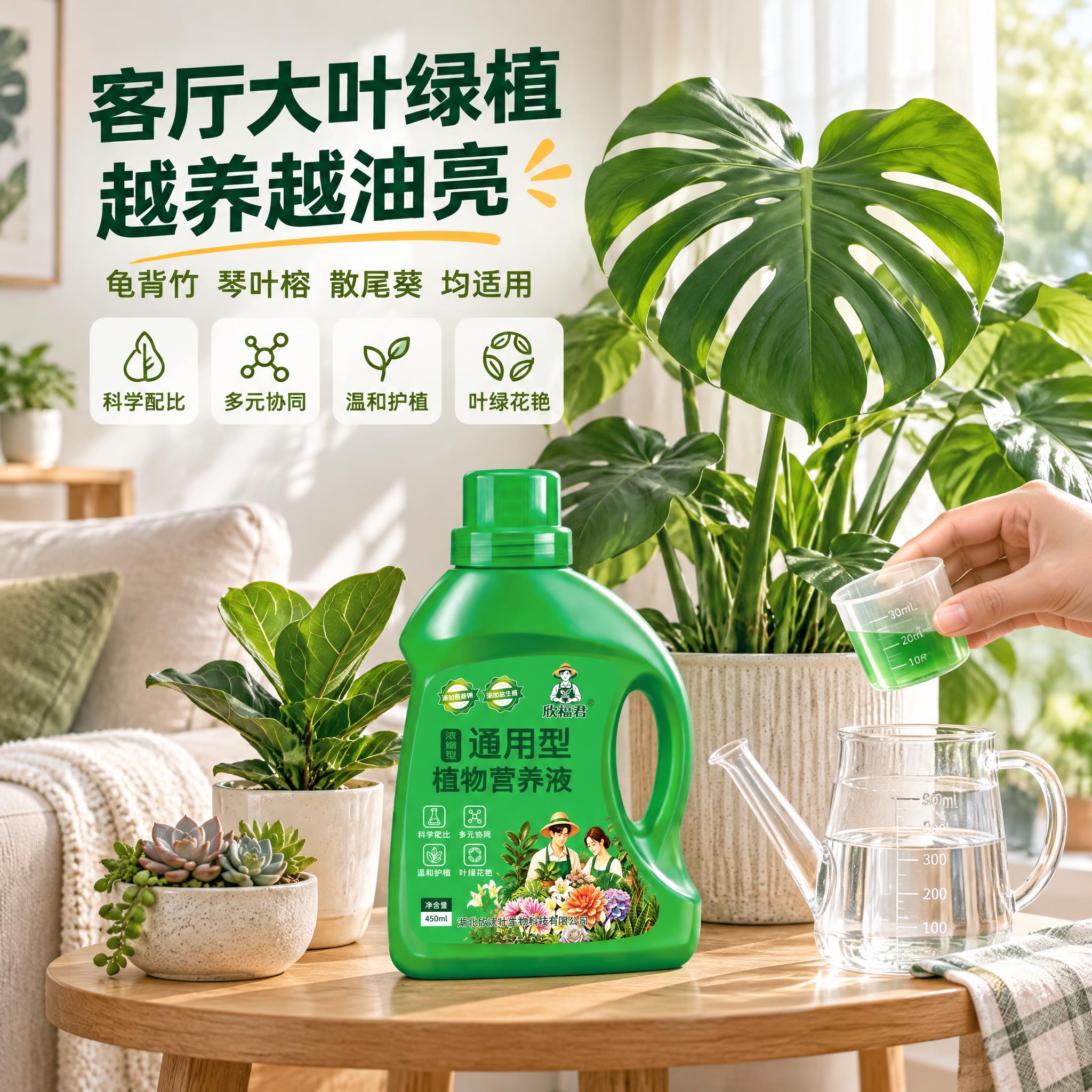 [主图-4] 欣福君通用型植物营养液 客厅绿植场景使用图。 [… - 图片创意预览