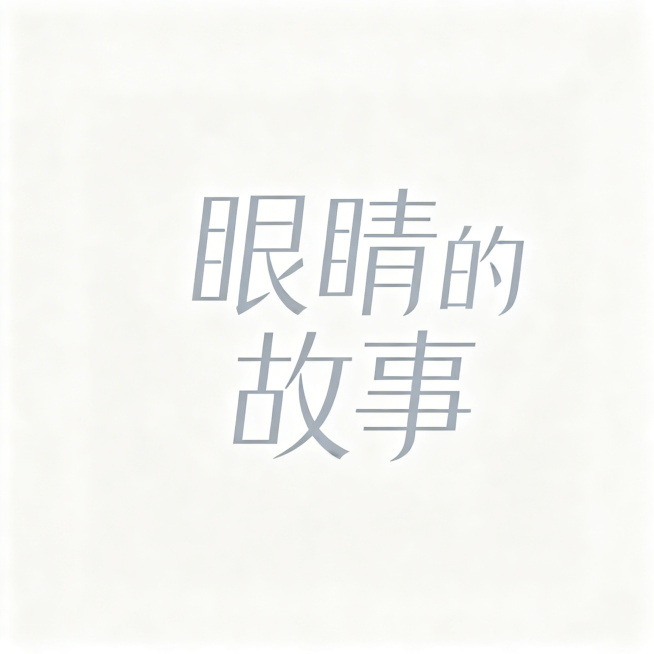 小红书账号头像，品牌名为"眼睛的故事"，以文字设计为主体，简约现代风格，干净高级的视觉效果，适合作为社交平台头像使用，整体简洁易识别预览效果
