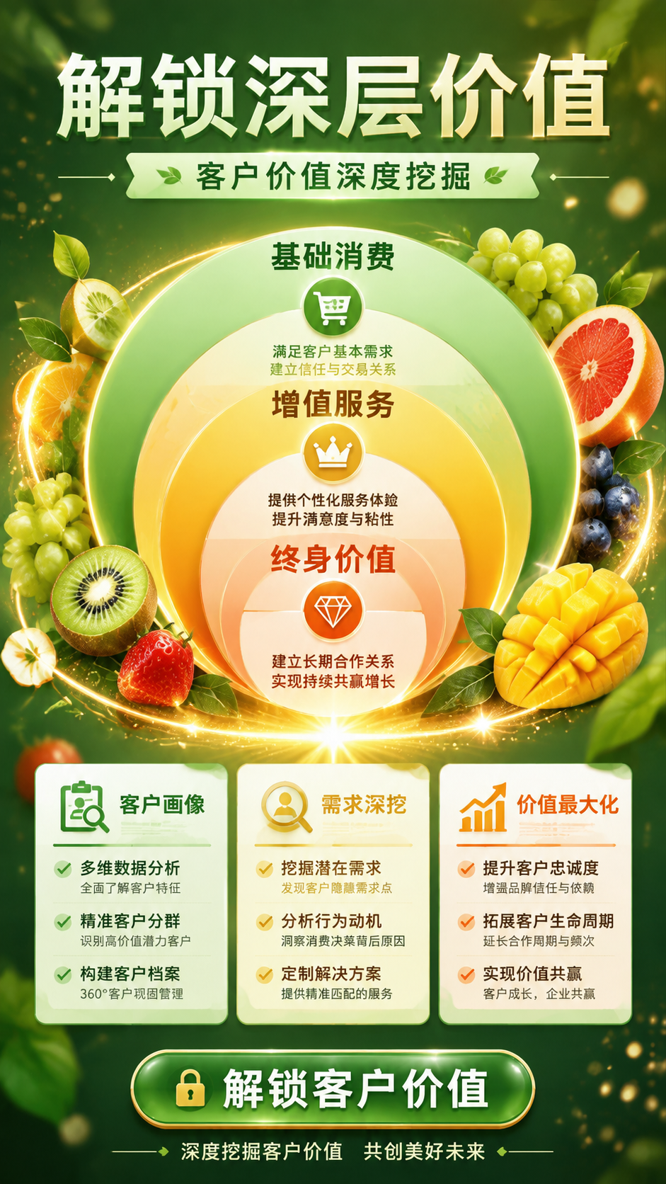 美业客户深层价值挖掘宣传海报，竖版9:16。清新绿色系主色调，… - 图片创意预览