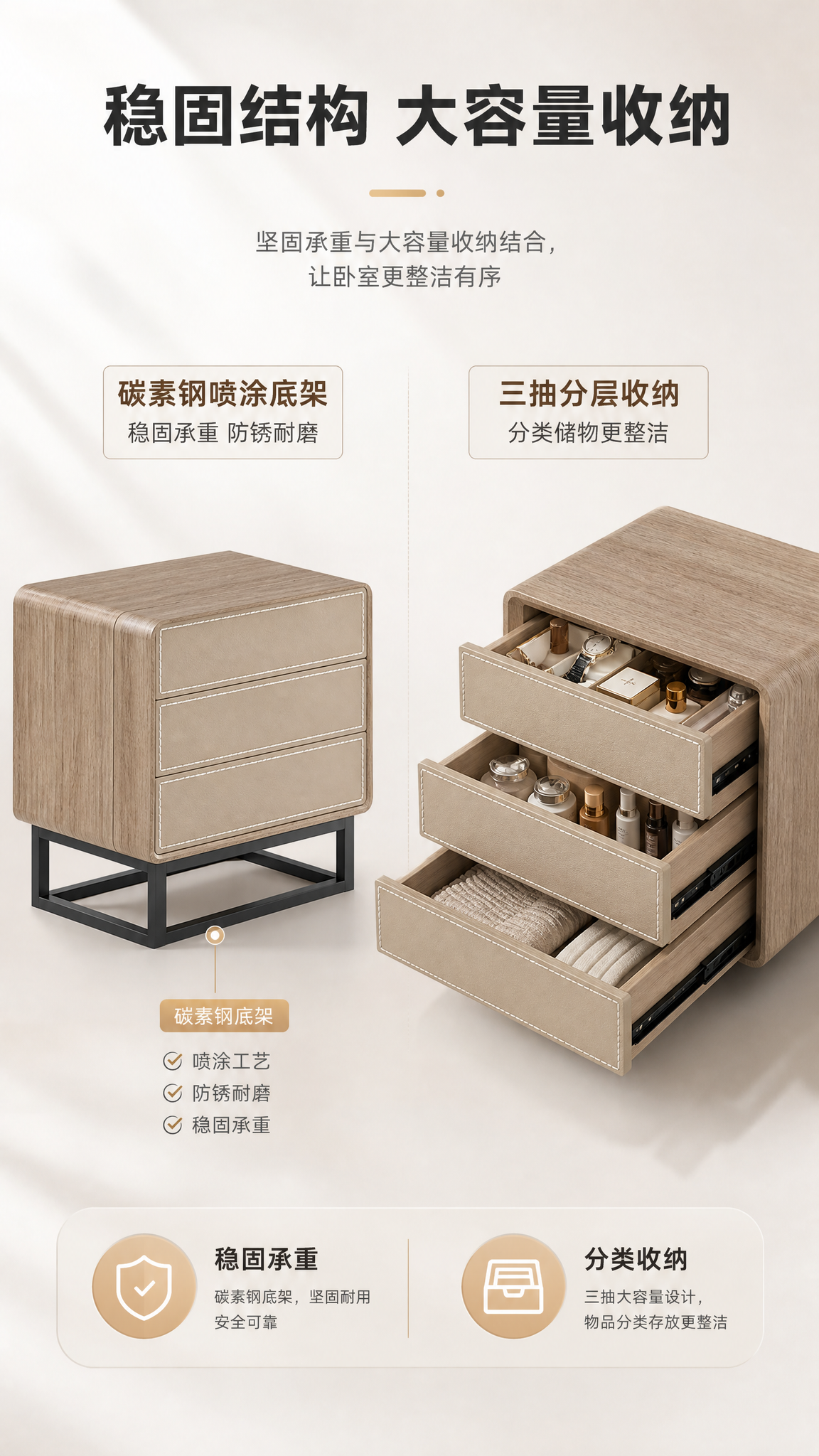 [商品] 使用【图1】DL-8820床头柜；保留三抽结构、浅木… - 图片创意预览