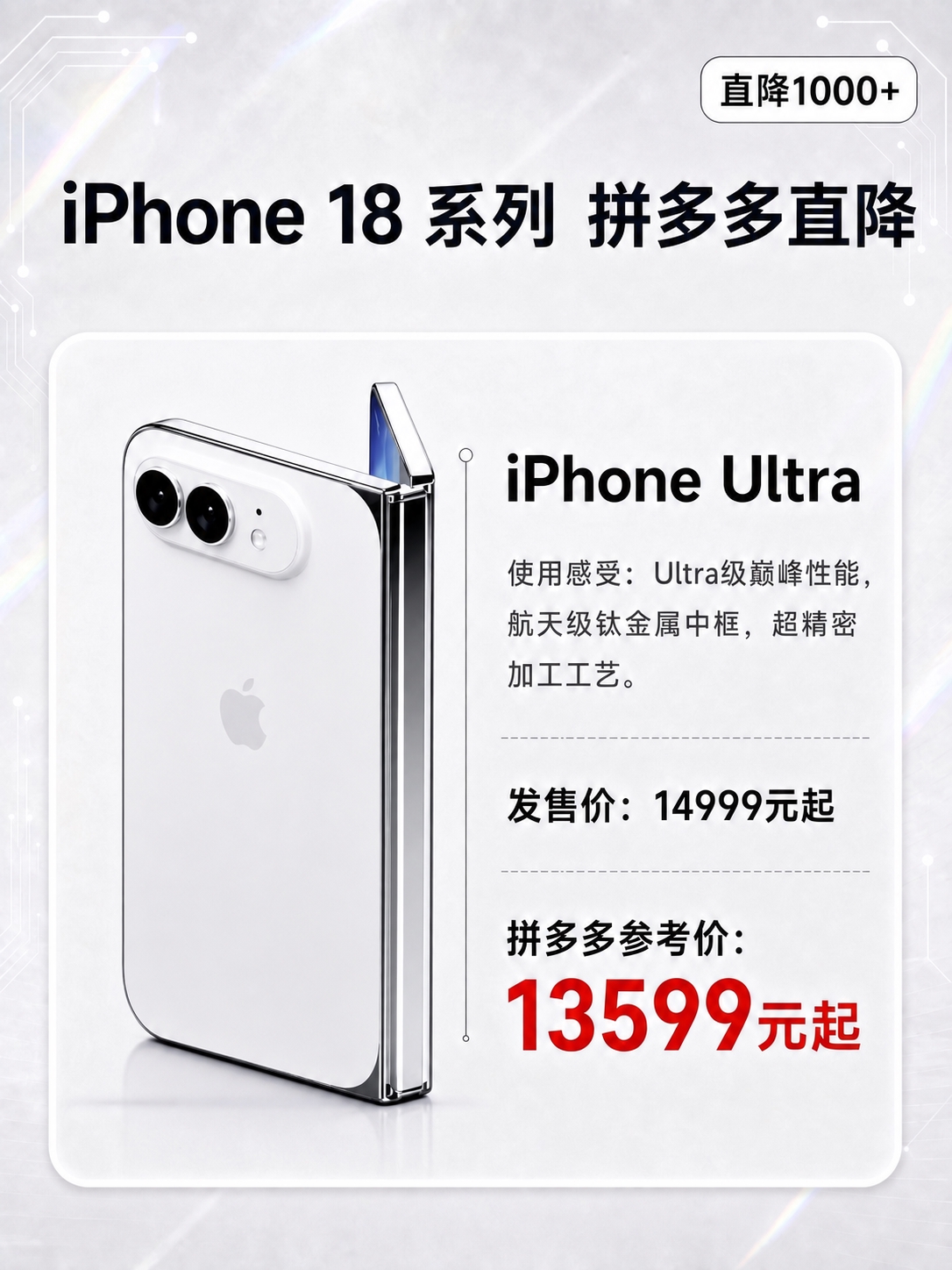 将图中左侧的浅蓝色iPhone手机替换为第二张图中的白色折叠屏… - 图片创意预览
