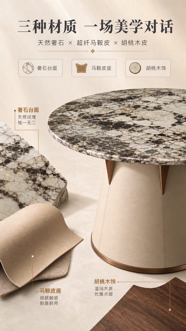 [商品] 使用【图1】DT-6626B圆形餐桌；保留圆形奢石台… - 图片创意预览