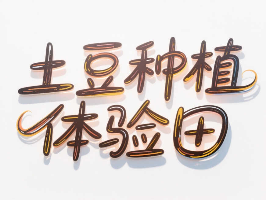 字体设计，创意字体设计，创意手绘字，文字排版艺术，手绘巨大文字 “土豆种植体验田” 位于画面中心，白色背景，轻松有冲击力，艺术构图。预览效果