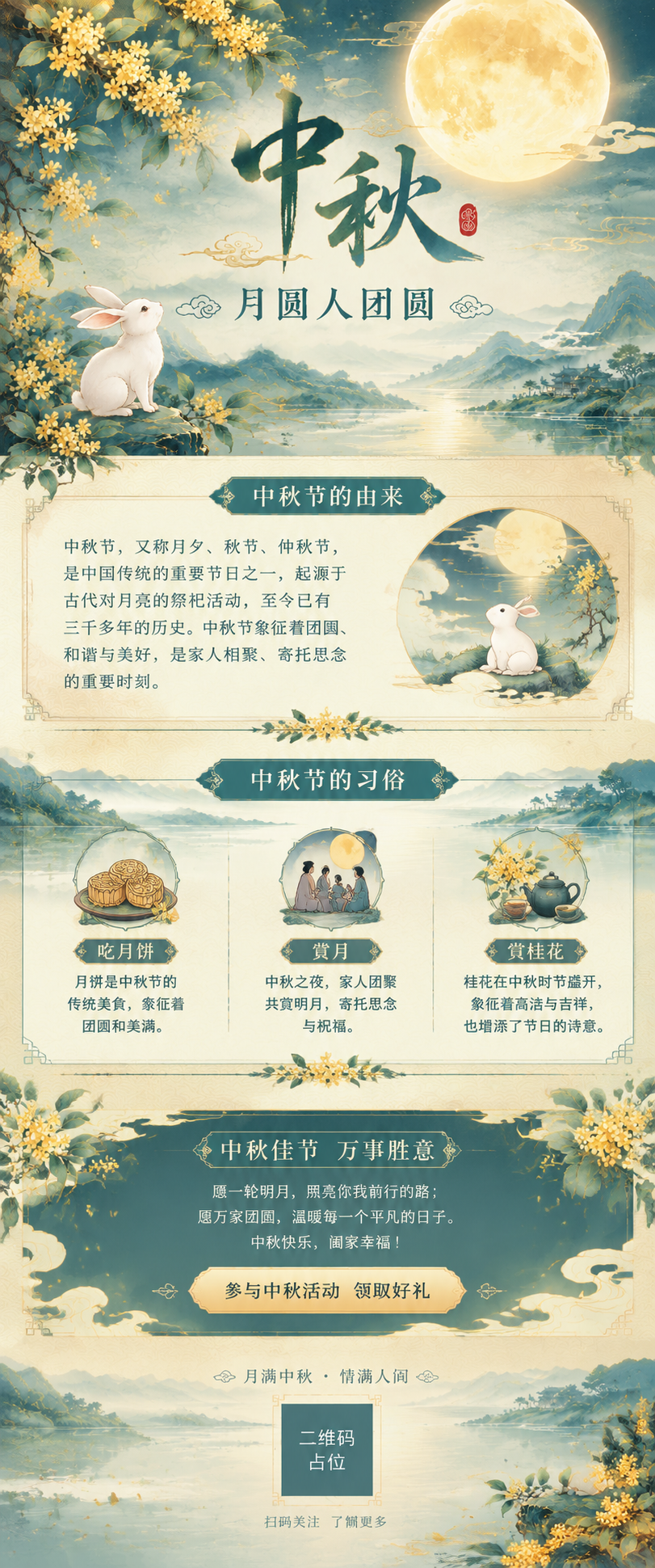 基于参考图的新中式国风中秋风格，制作竖版信息长图。整体为超长竖… - 图片创意预览