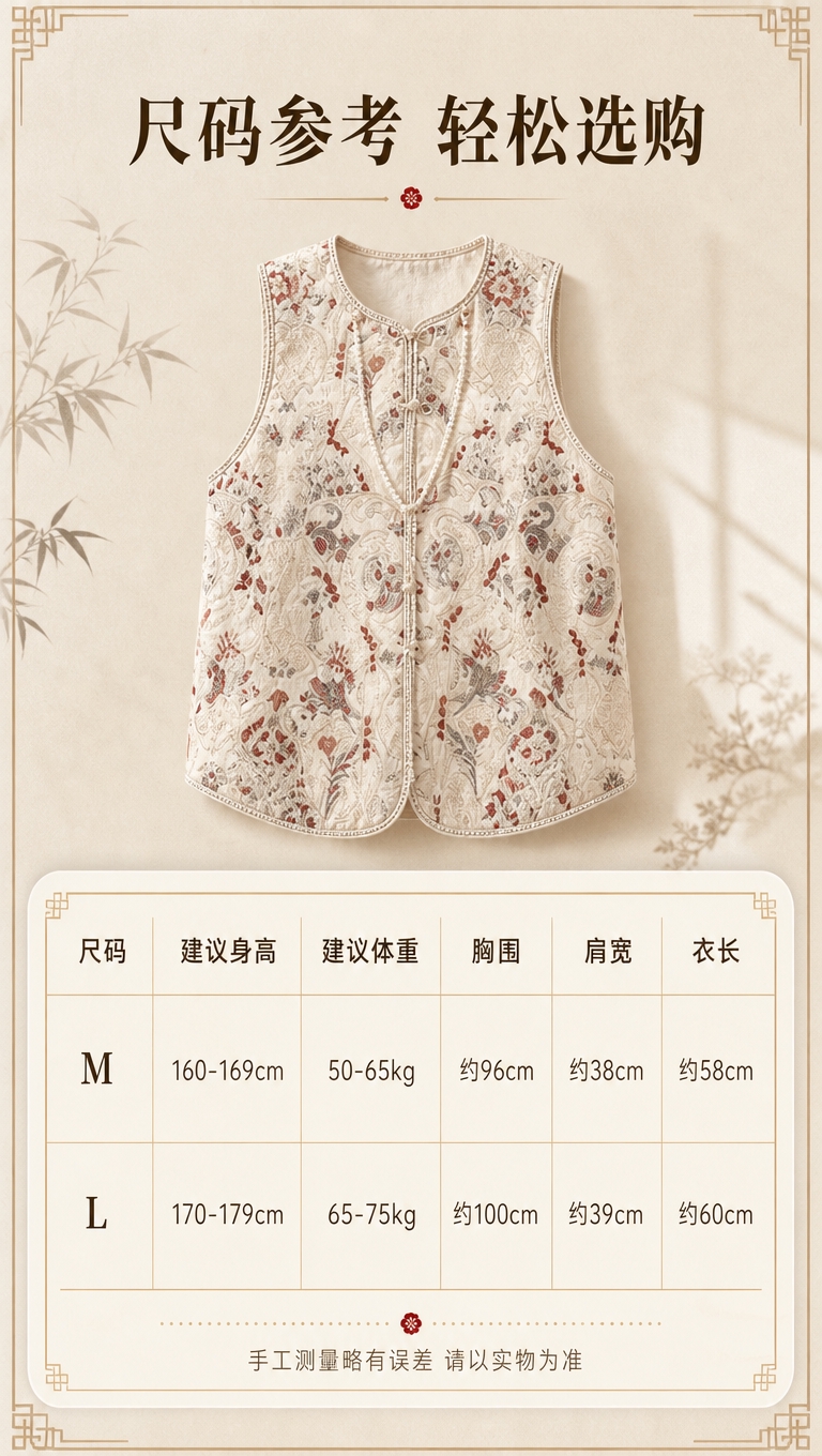 [商品] 使用【图1】新中式米杏色提花马甲；商品处理：保留圆领… - 图片创意预览