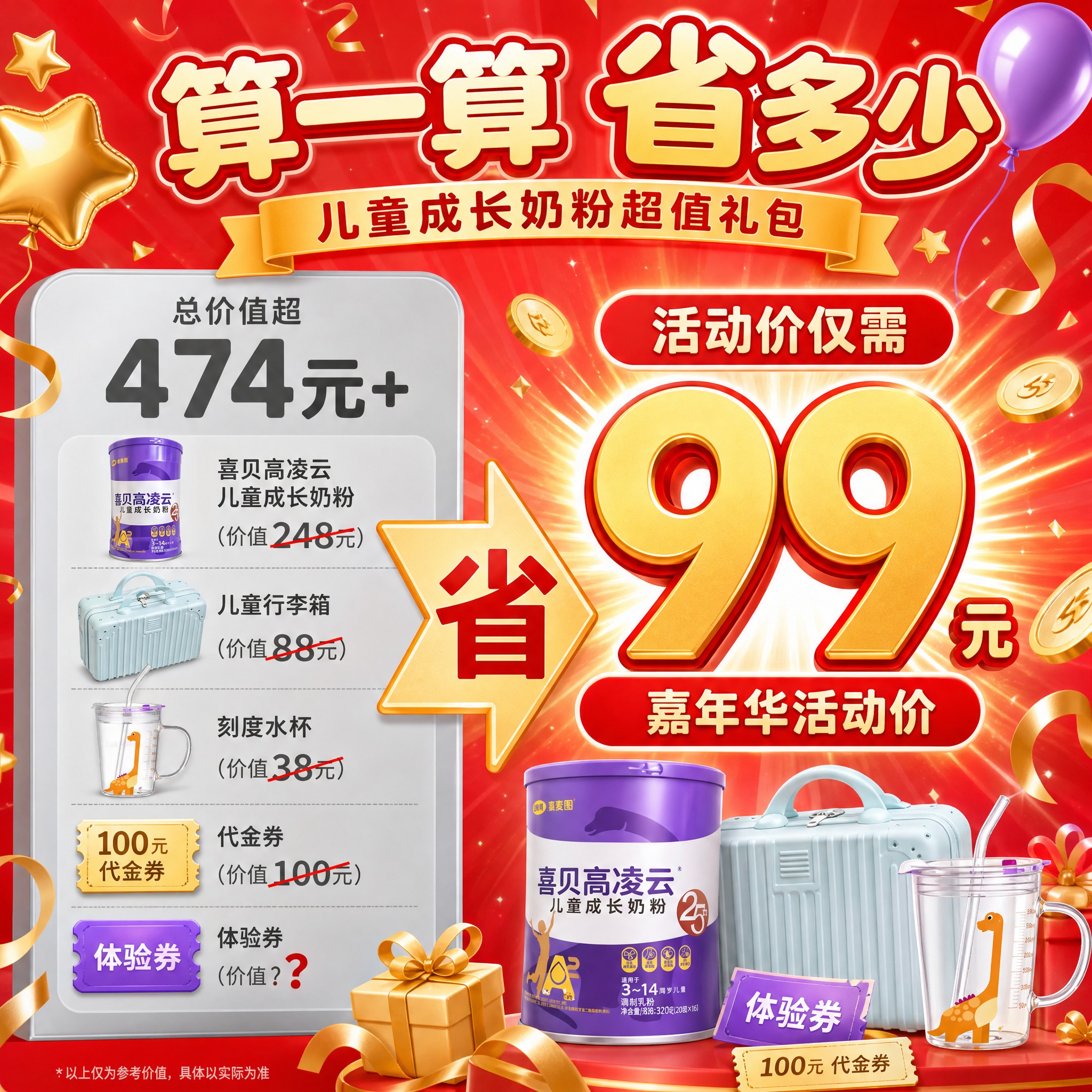 [主图-7] 喜贝高凌云25th儿童成长奶粉99元儿童礼包 价… - 图片创意预览