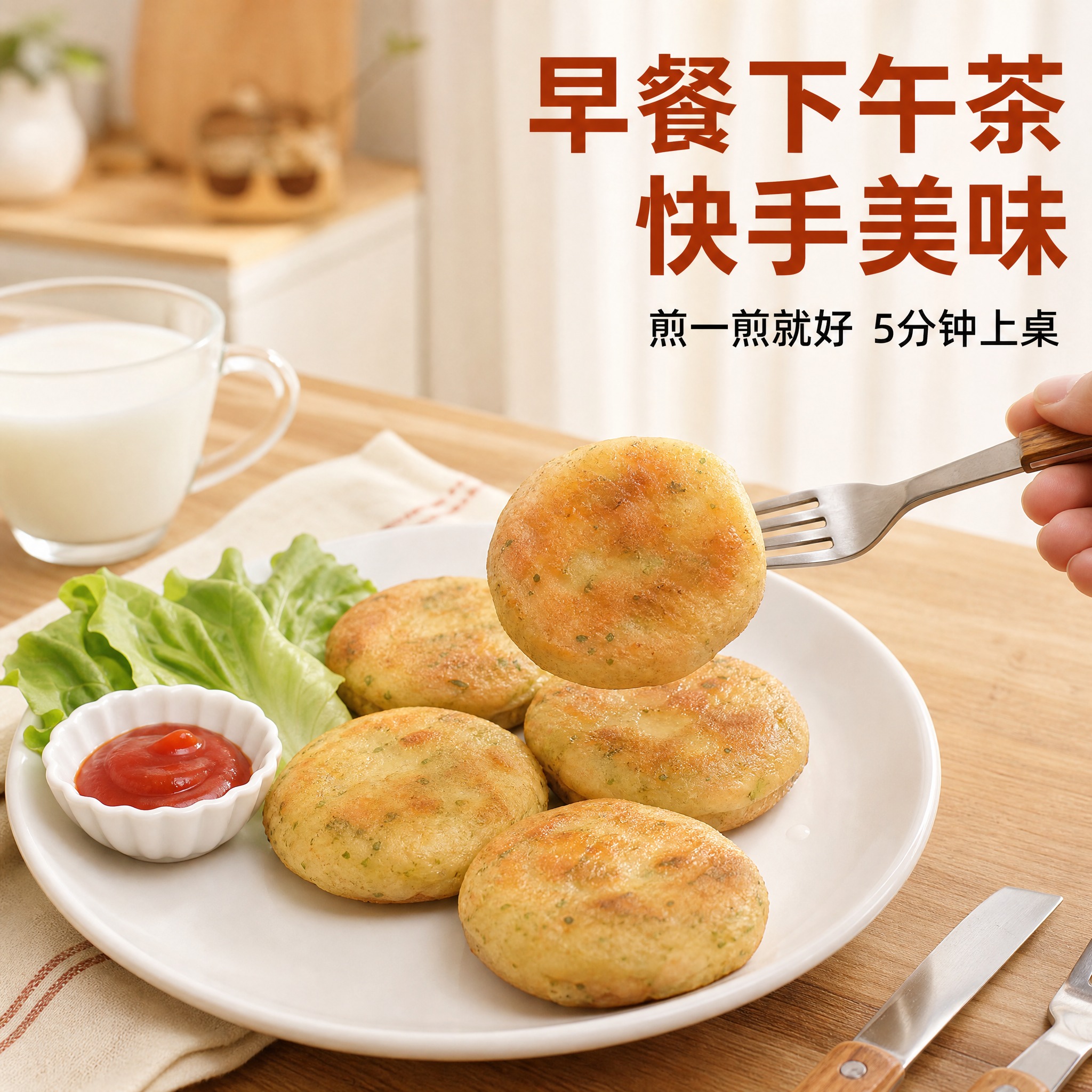 [主图-4] 食用场景：家庭早餐/下午茶场景中海苔虾饼的美味享… - 图片创意预览
