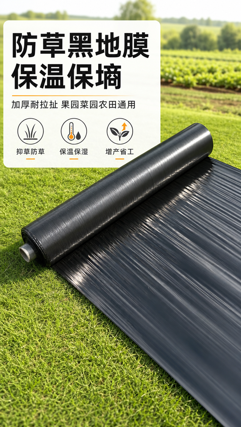 [商品] 使用【图1】黑色PE农用防草地膜卷装产品；保留黑色亮… - 图片创意预览