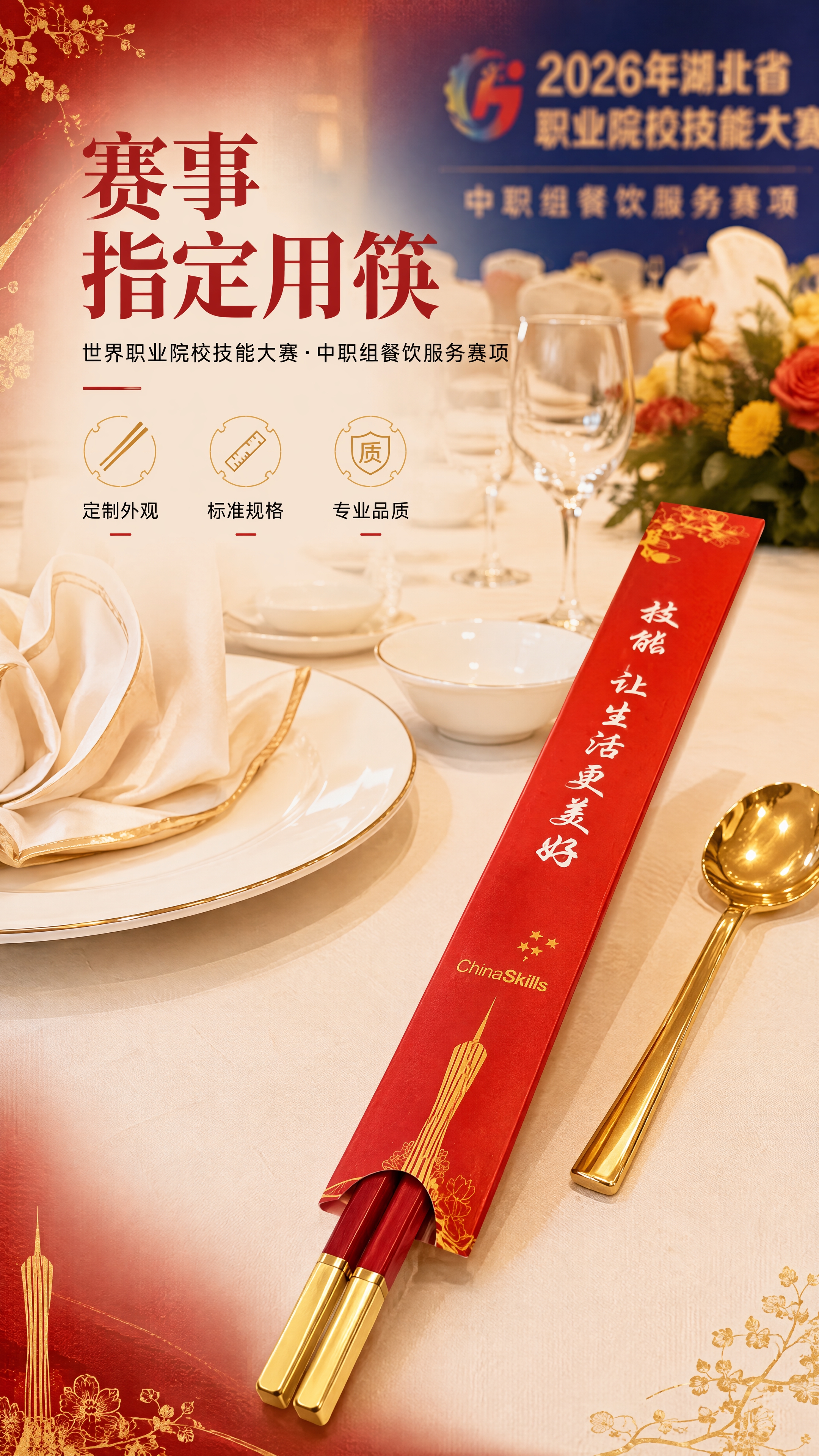 [商品] 使用【图1】红色筷子含红色定制筷套；保留红色筷身、金… - 图片创意预览